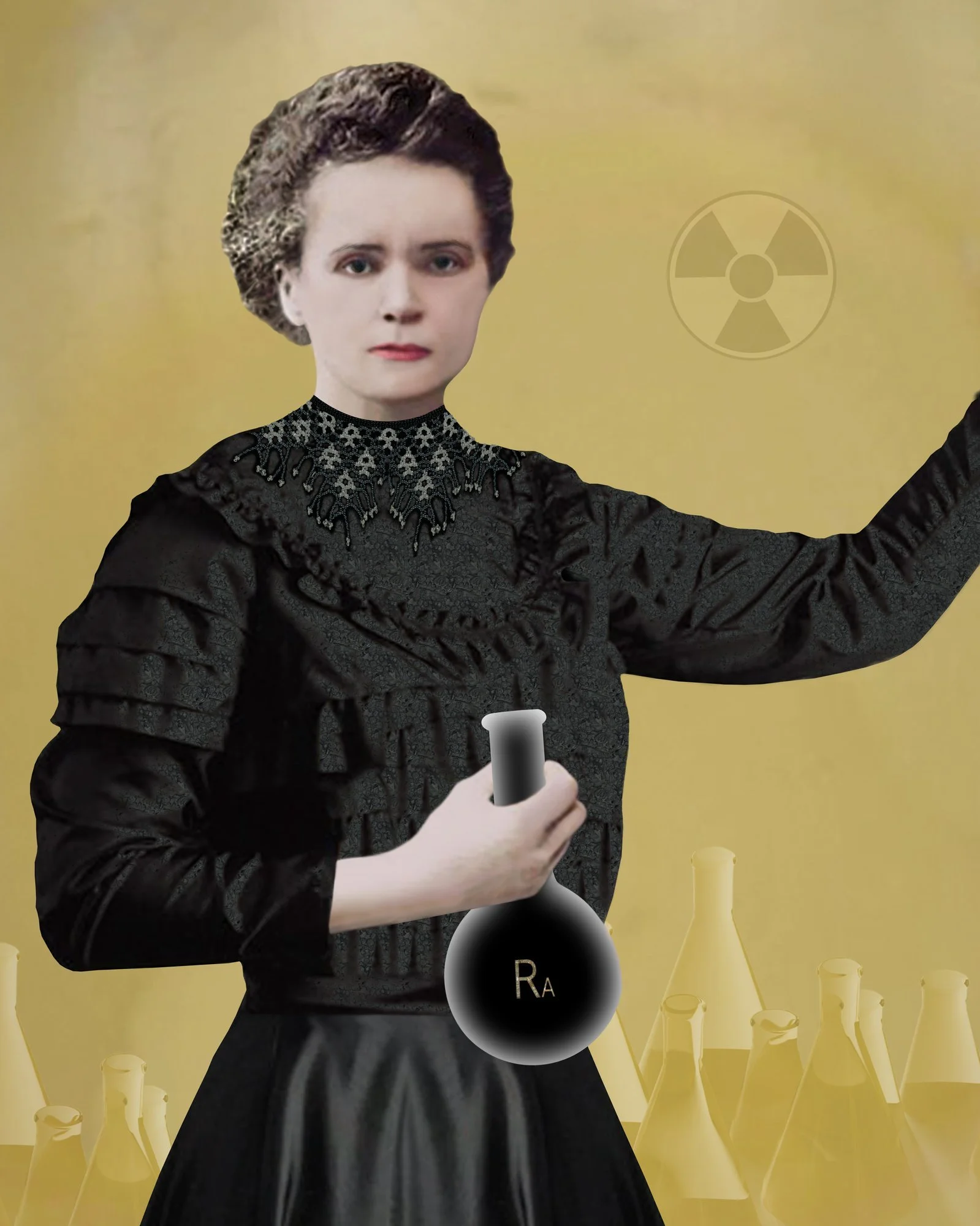 Love and Science: Marie Curie, layered digital collage by Myra Fiori