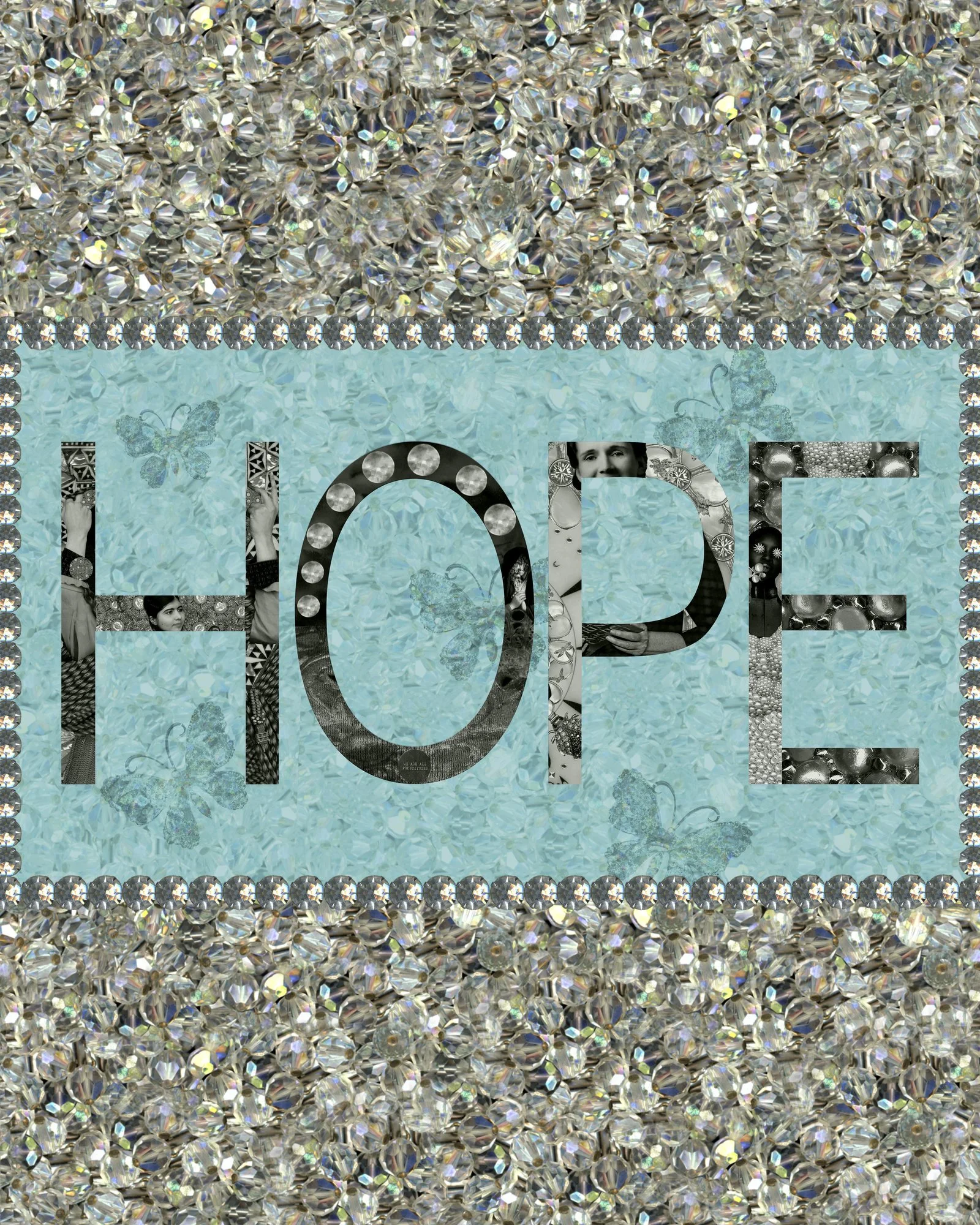 Love Notes, Hope: layered digital collage by Myra Fiori