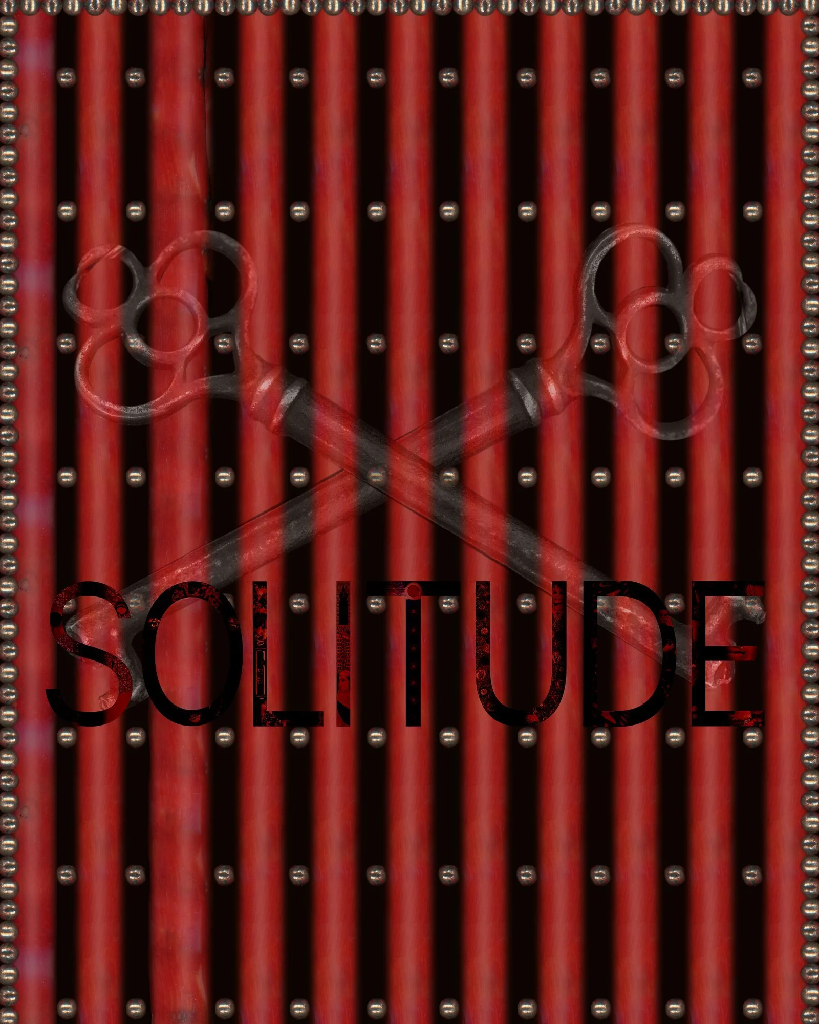 Close-up of a scale model of a car with red pipes and metallic balls, overlaid with the word 'SOLUCE' in black text.