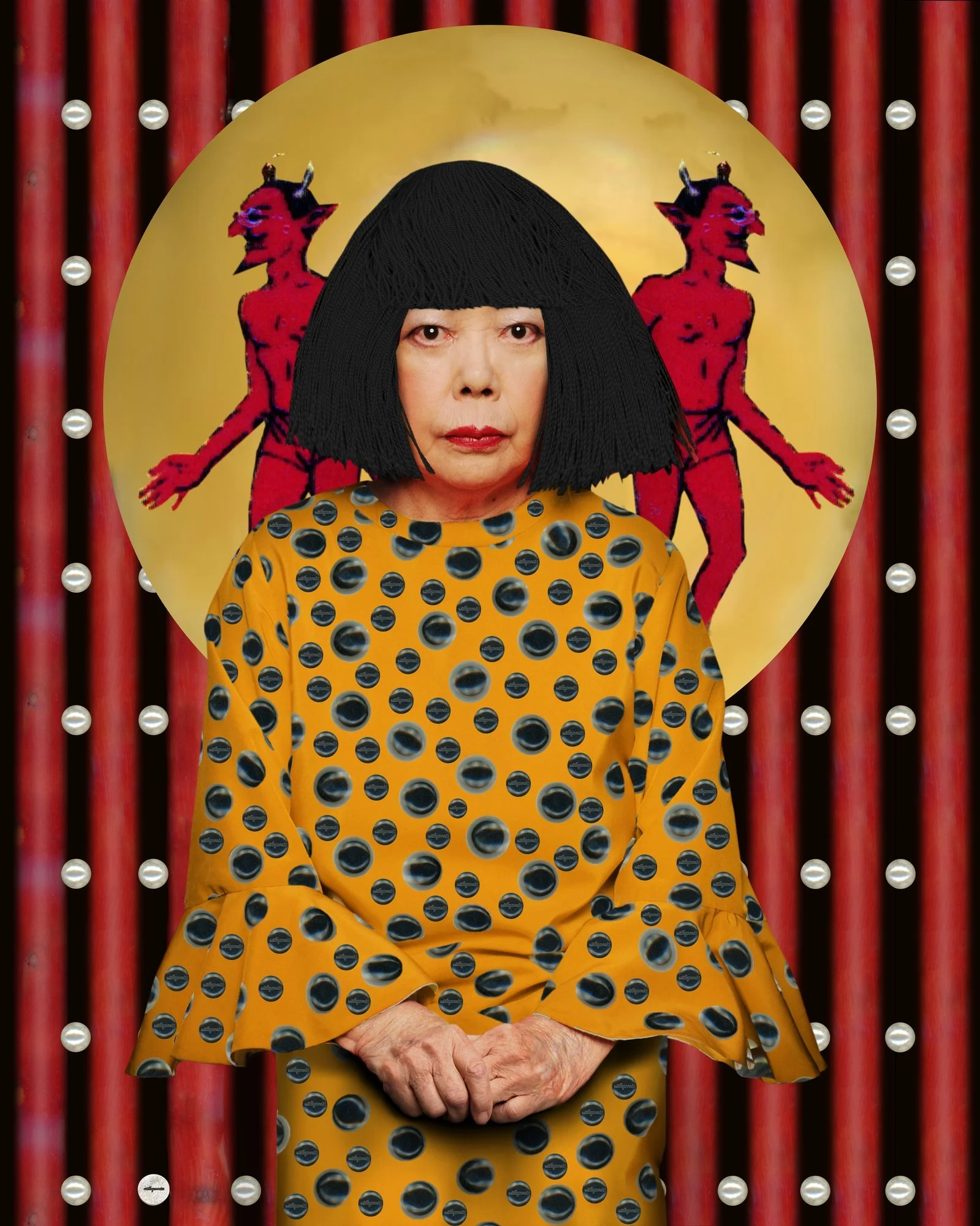 Beautiful Cell: Yayoi Kusama, layered digital collage by Myra Fiori