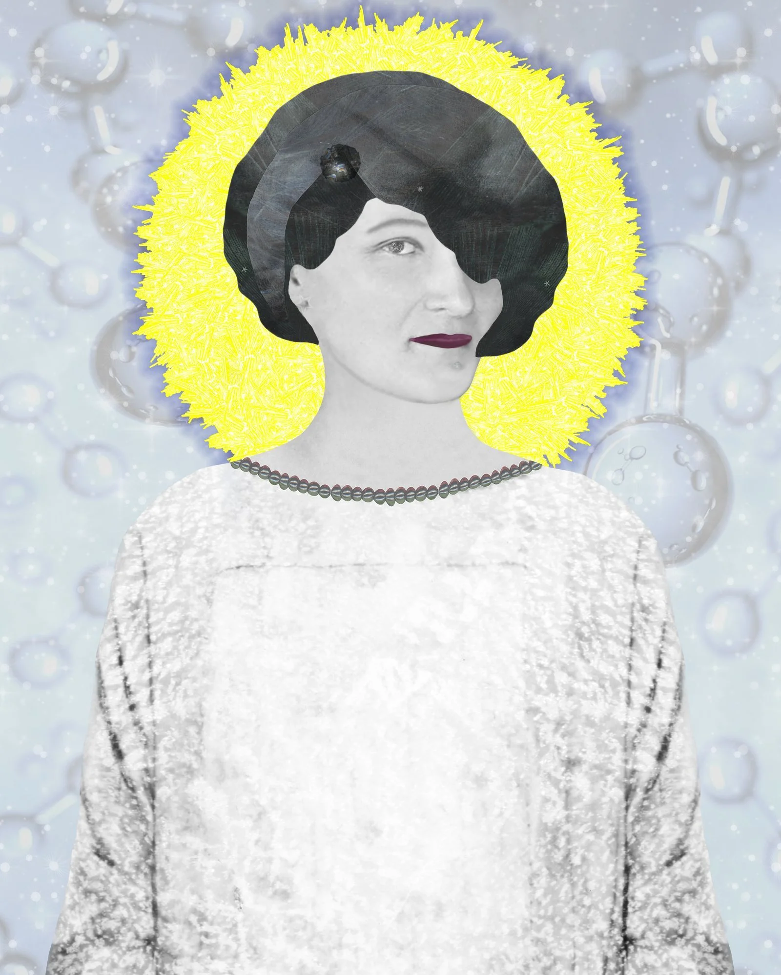 Hydrogen Queen: Cecilia Payne-Gaposchkin, layered digital collage by Myra Fiori