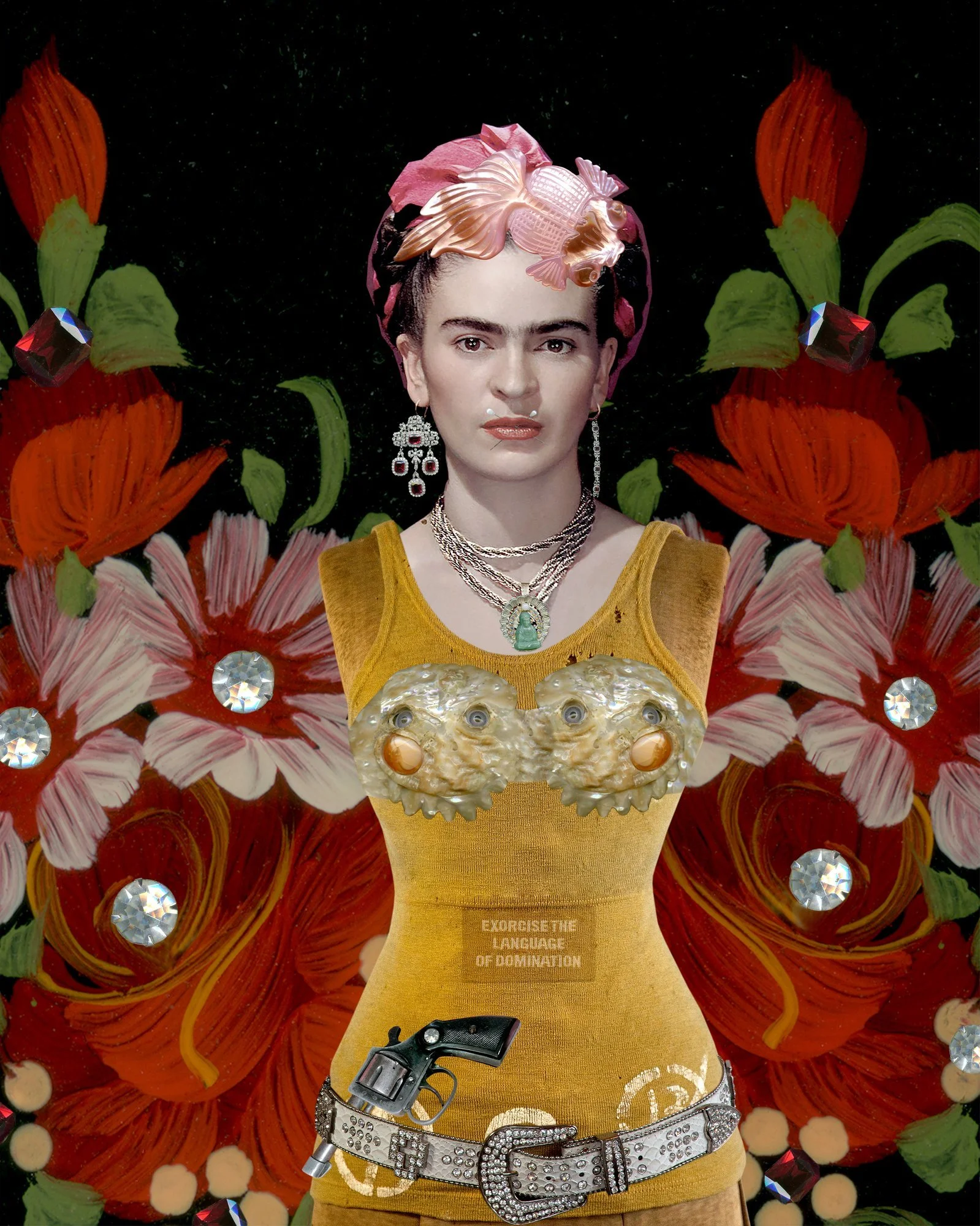 Submission: Frida Kahlo, layered digital collage by Myra Fiori