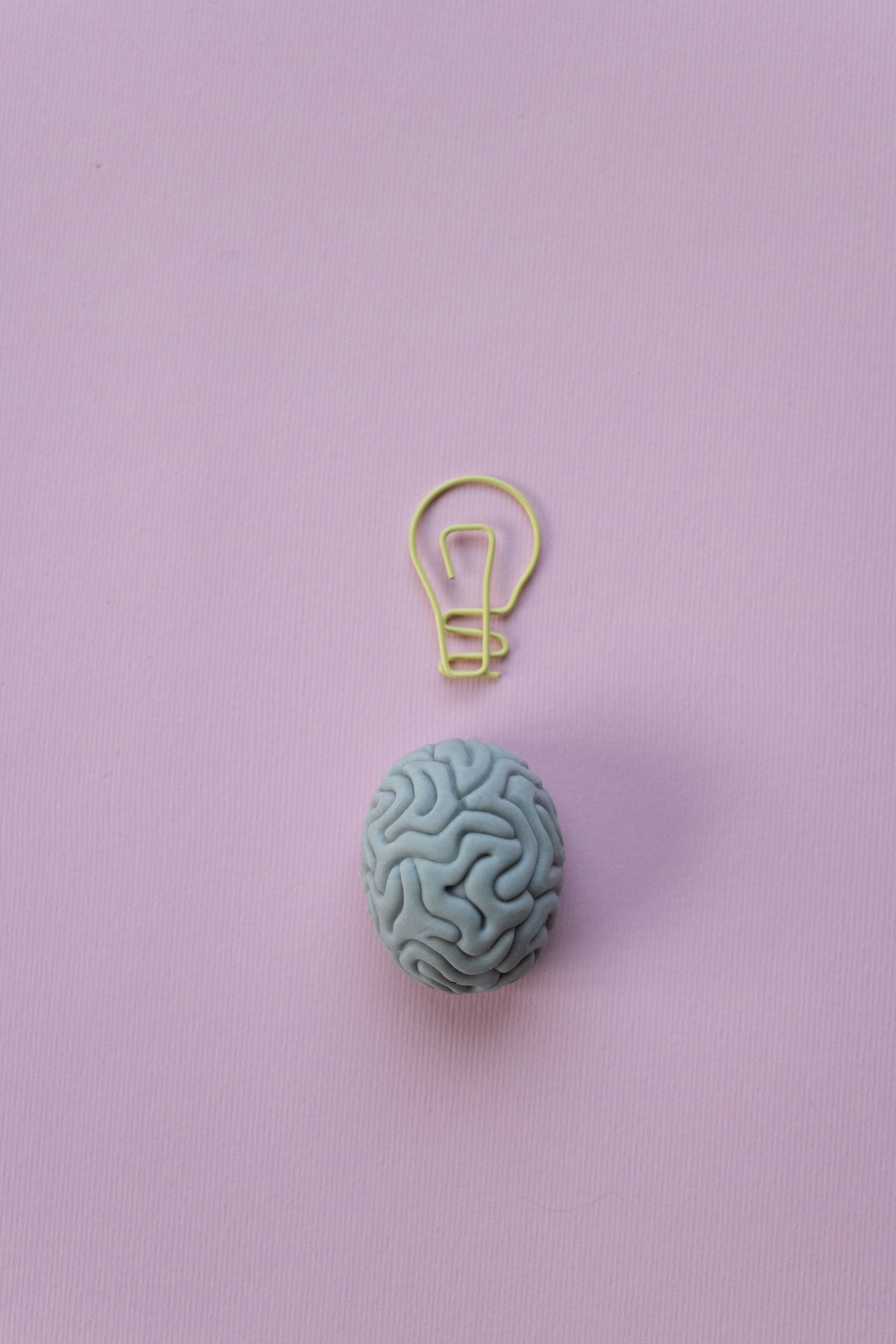 A sculpture of a brain with wire art of a lightbulb above it