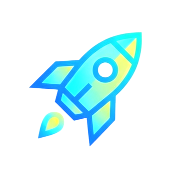 Colorful illustration of a rocket taking off
