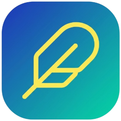 Icon of a yellow feather on a blue-green gradient background.