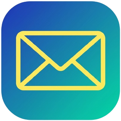 Icon of an envelope in yellow on a gradient blue-green background, representing a mail or email application.