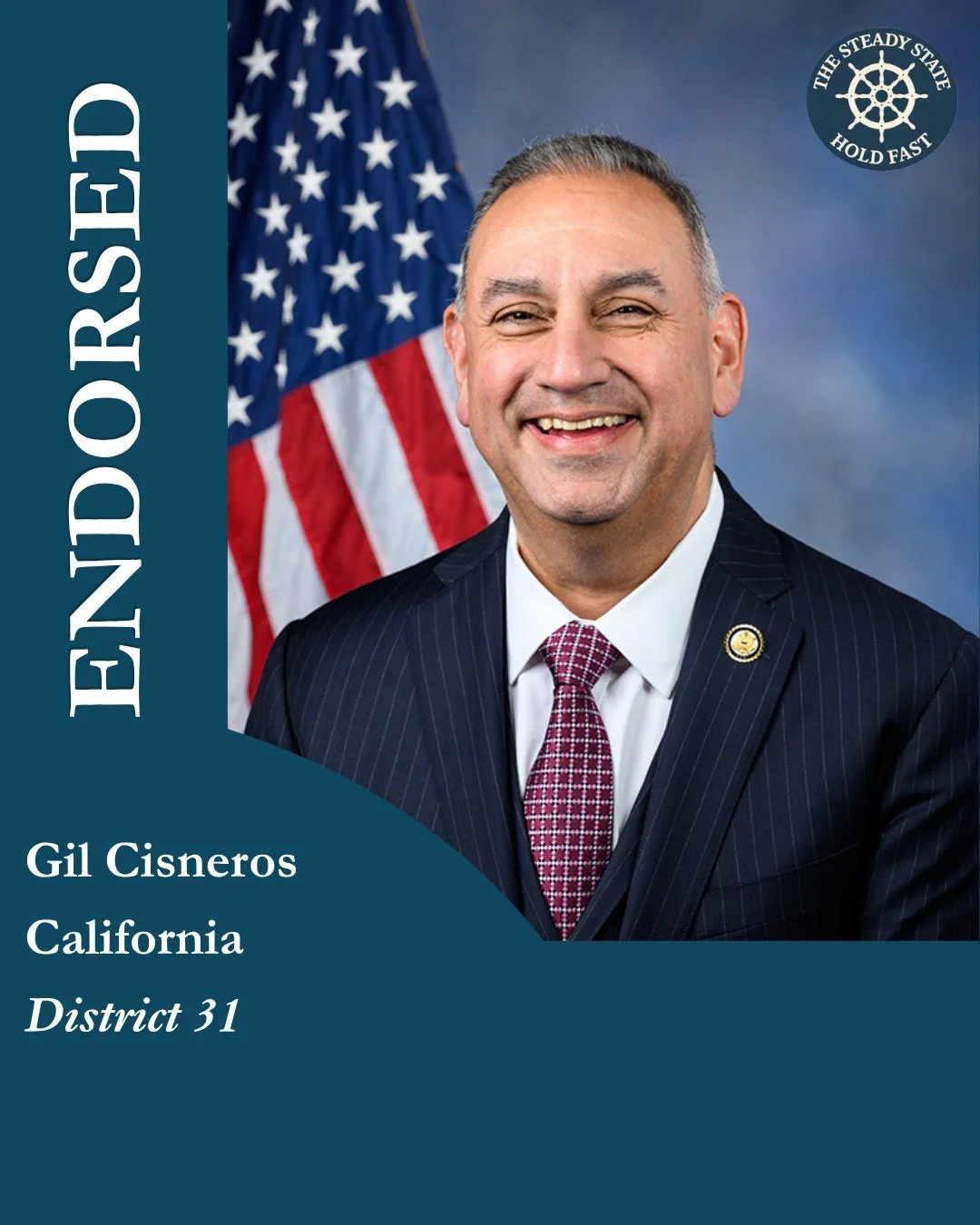 &ldquo;Gil Cisneros&rsquo; candidacy gives us real confidence that our democratic institutions will have a defender in office,&rdquo; said Steven Cash, Executive Director of The Steady State. 

Gil Cisneros is running to represent California's 31st D