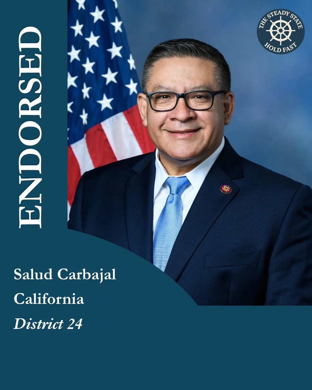 "This is a candidate who understands that institutions only survive if people are willing to defend them, even when it costs them something," said Steven Cash, Executive Director of The Steady State. 

Hon. Salud Carbajal represents Califor