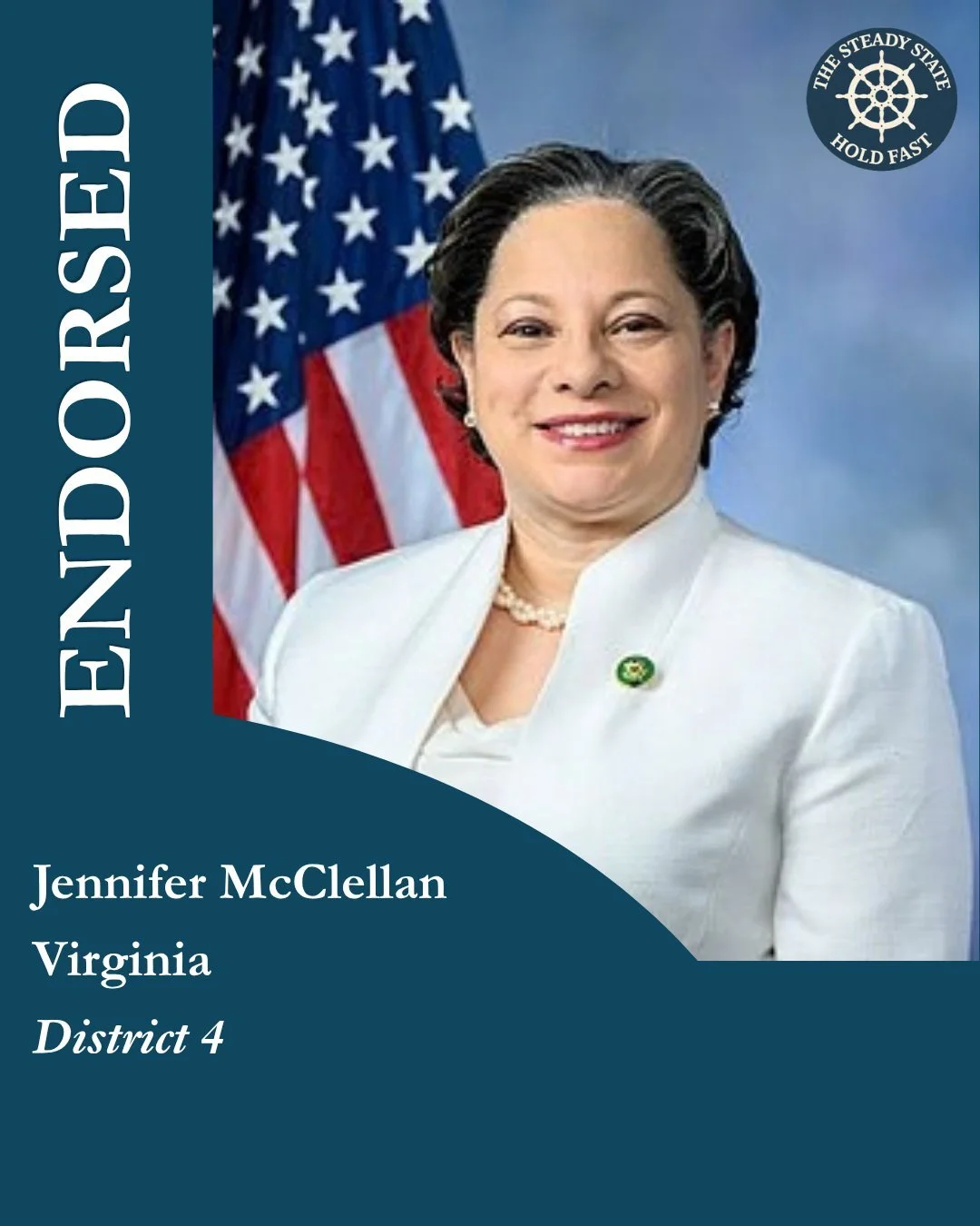 "Too often, candidates talk about defending democracy in the abstract. Jennifer McClellan has shown what that commitment looks like in practice," said Steven Cash, Executive Director of The Steady State.

@jennmcclellanva represents Virgini