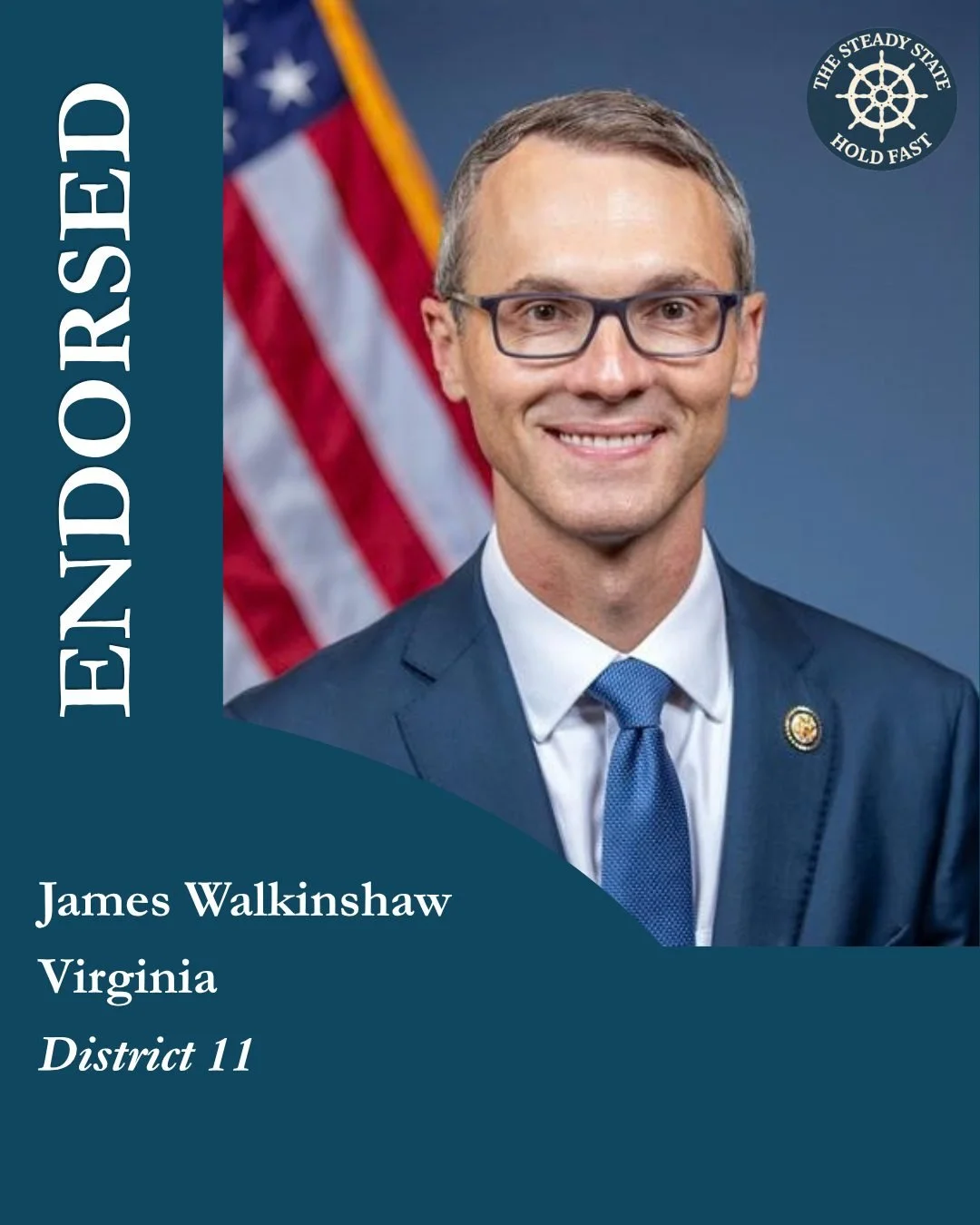 "This endorsement reflects our confidence that James Walkinshaw will bring the same seriousness to this office that our members brought to their own careers in public service," said Steven Cash, Executive Director of The Steady State. 

Jam