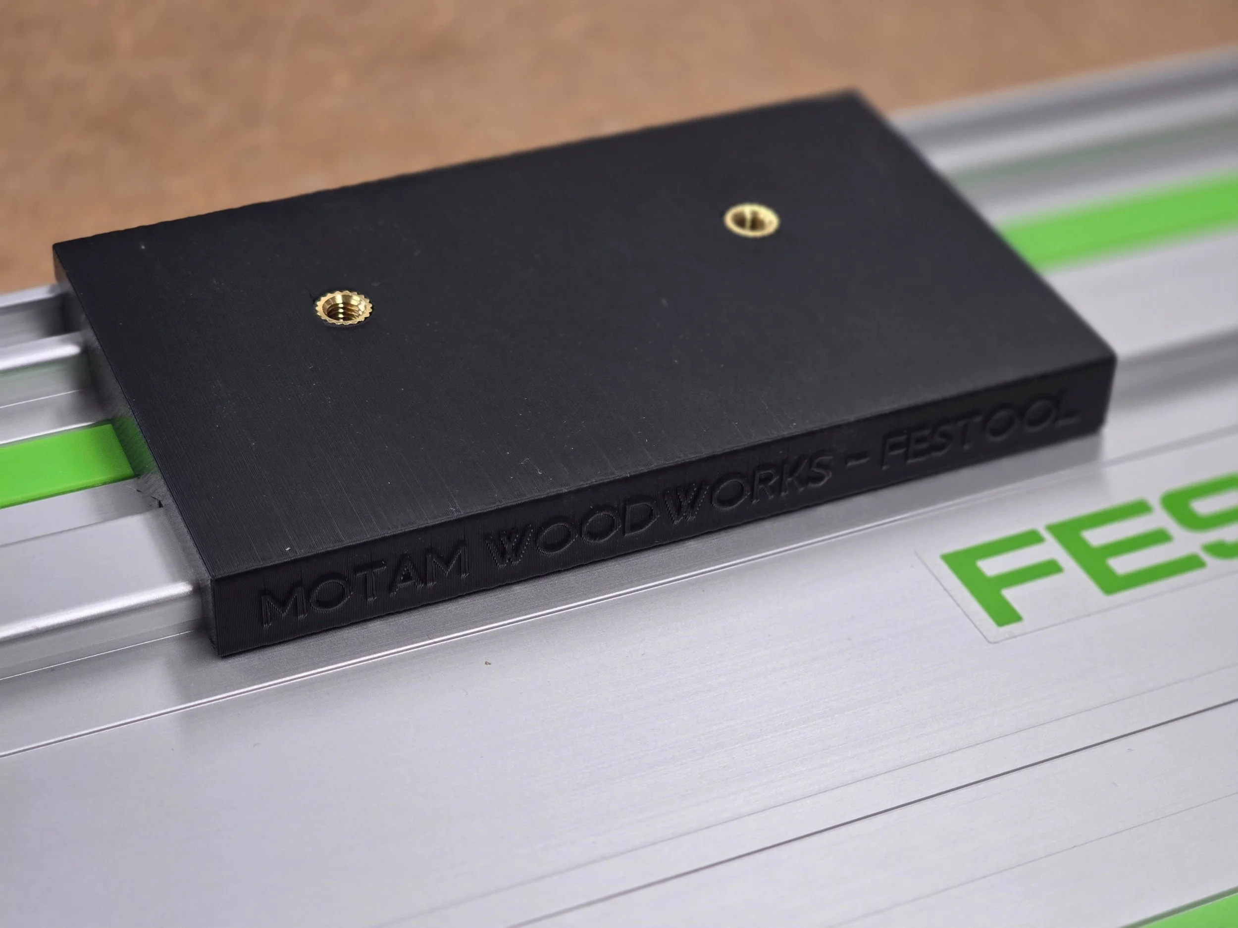 Motam Woodworks Festool rail adaptor fitted onto a Festool guide rail