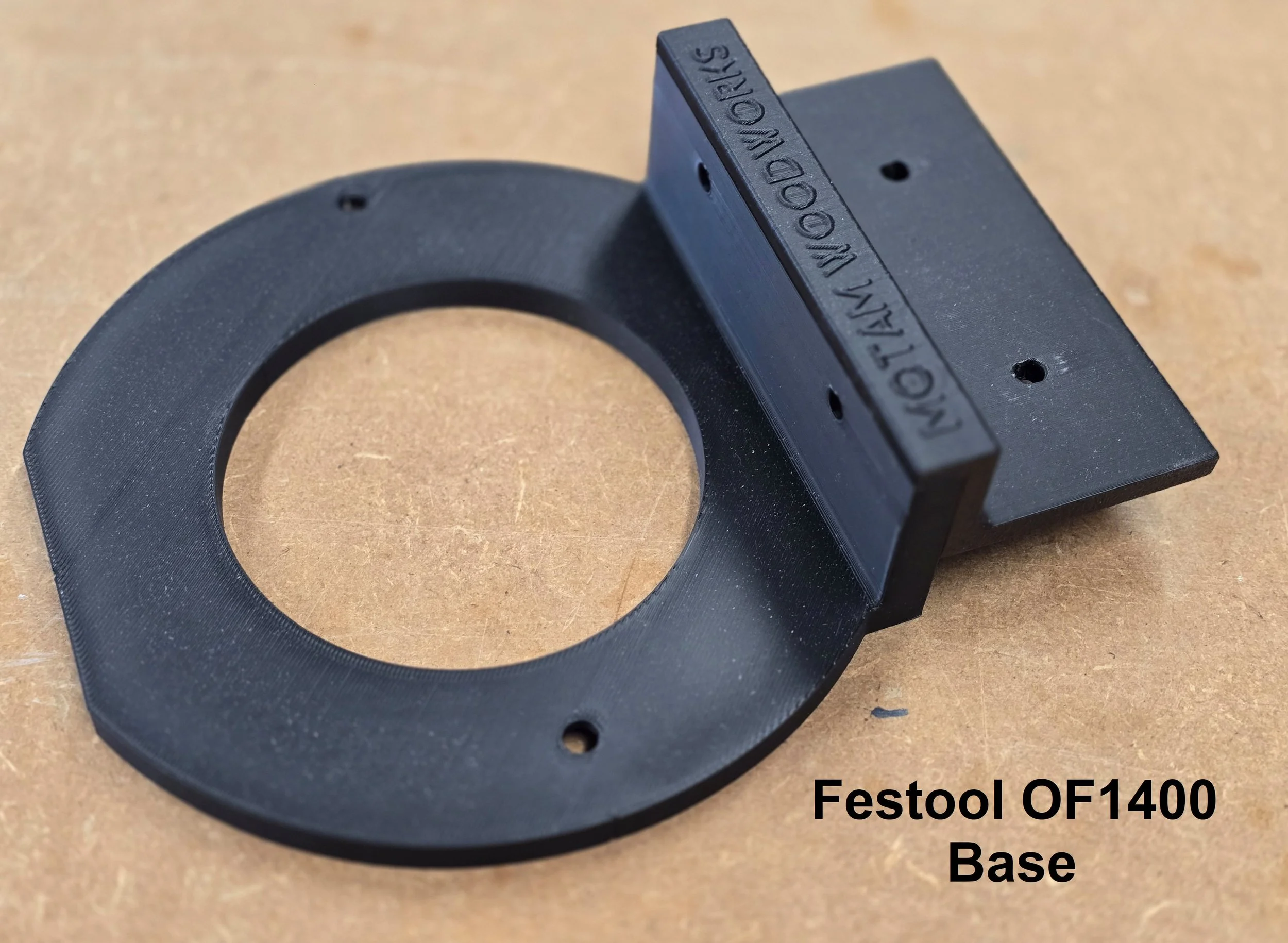 Festool OF1400 router base plate with mounting ring, embossed Motam Woodworks