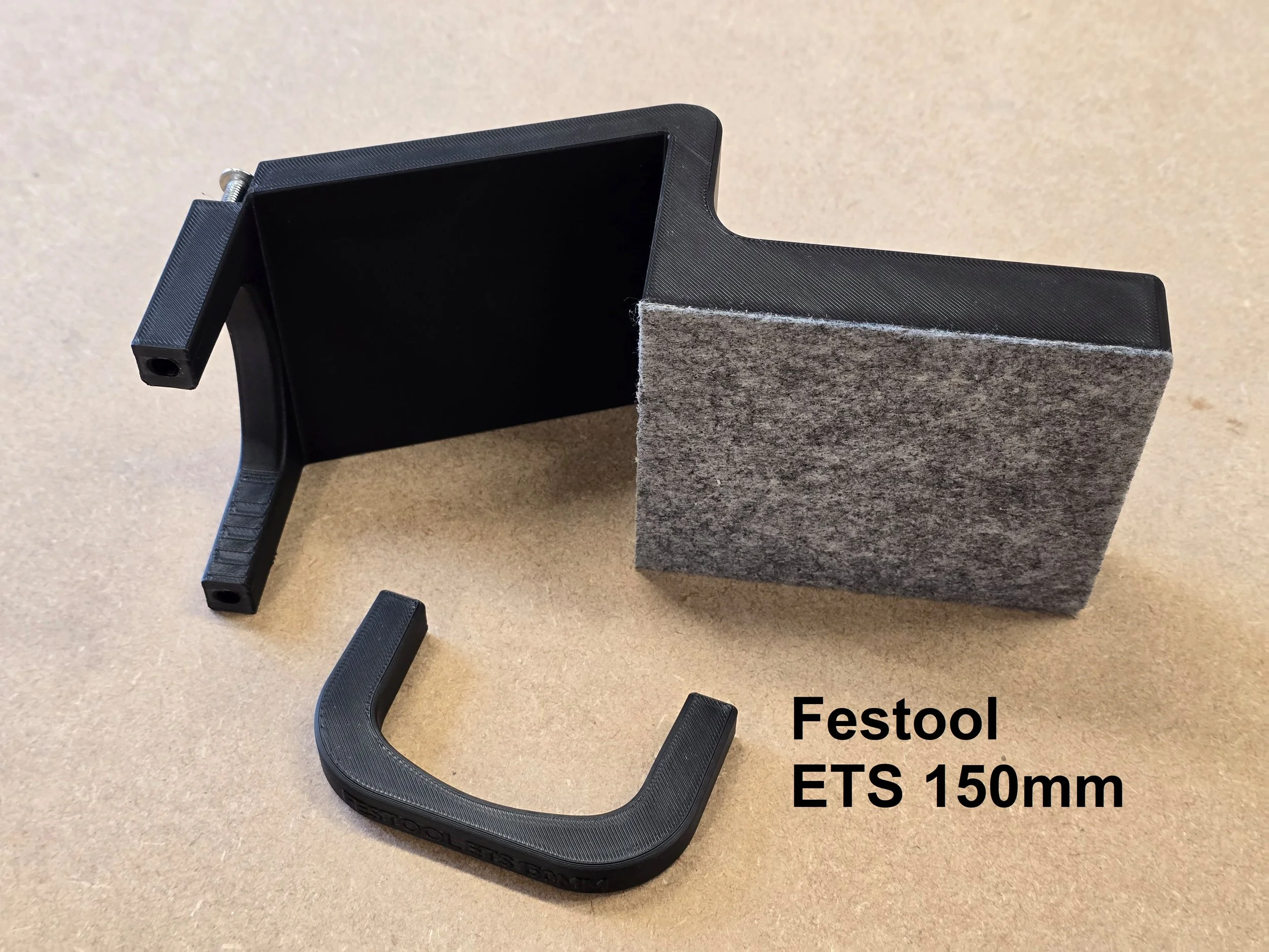 The ETS 150mm edge guide components laid out separately, labelled for this variant