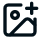 Icon of a camera with a plus sign and a rising graph