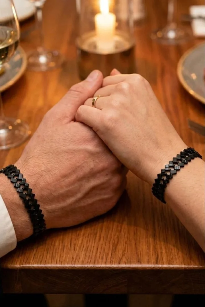 Bracelet Épi Noir Mat et Brillant – Mixte