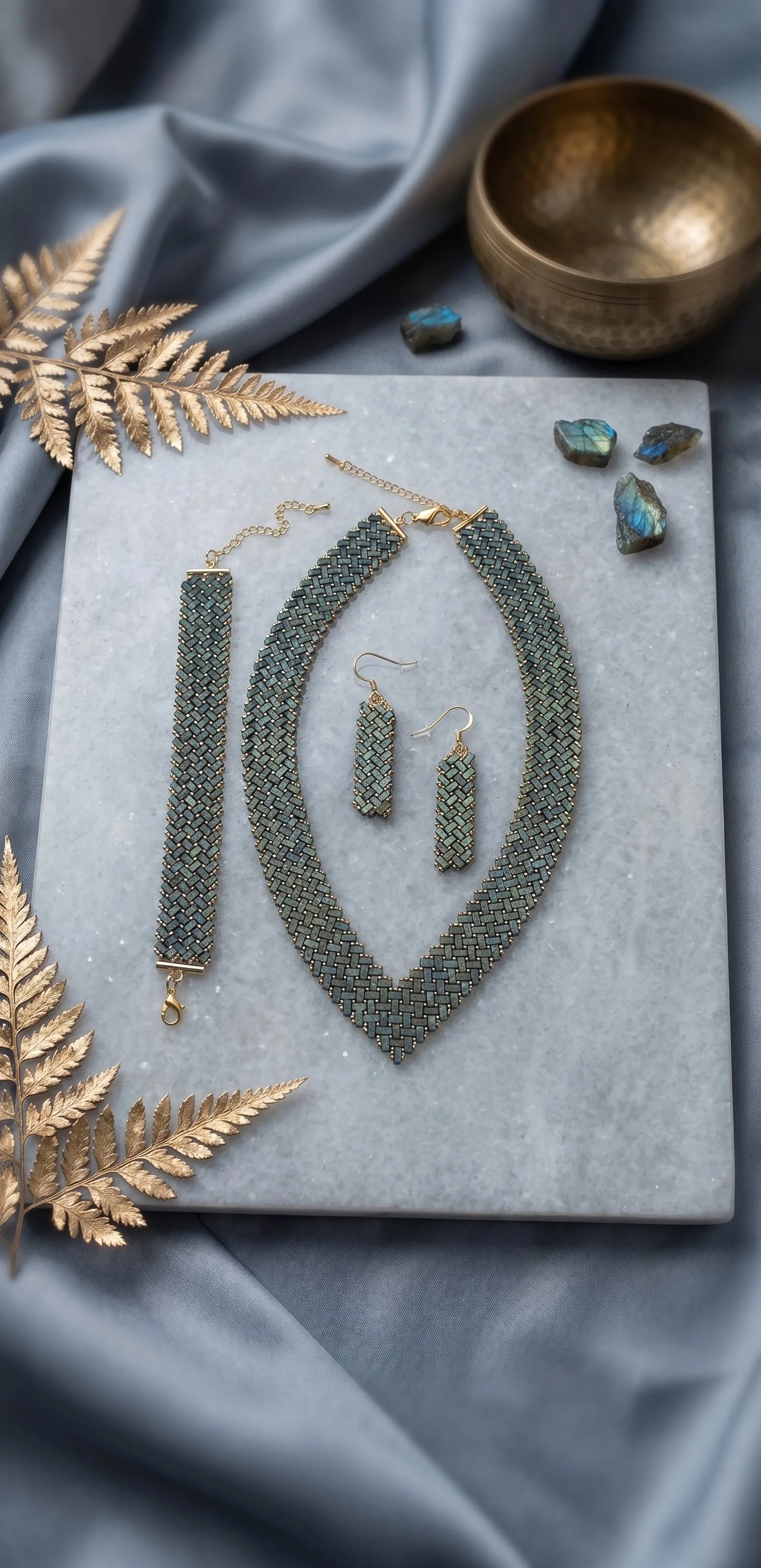 Parure Blue Green – Miyuki Half Tila