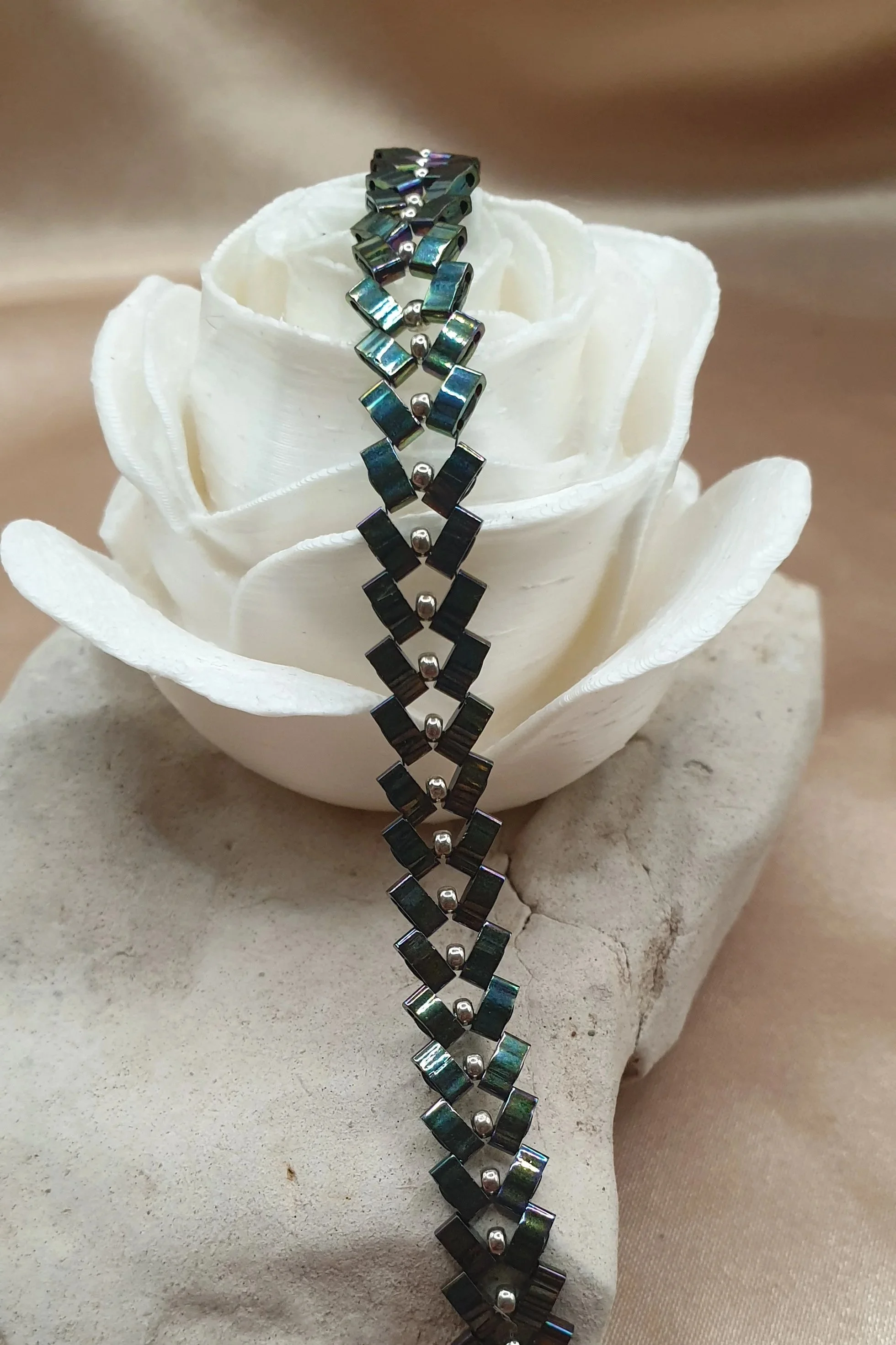 Bracelet épi reflet malachite