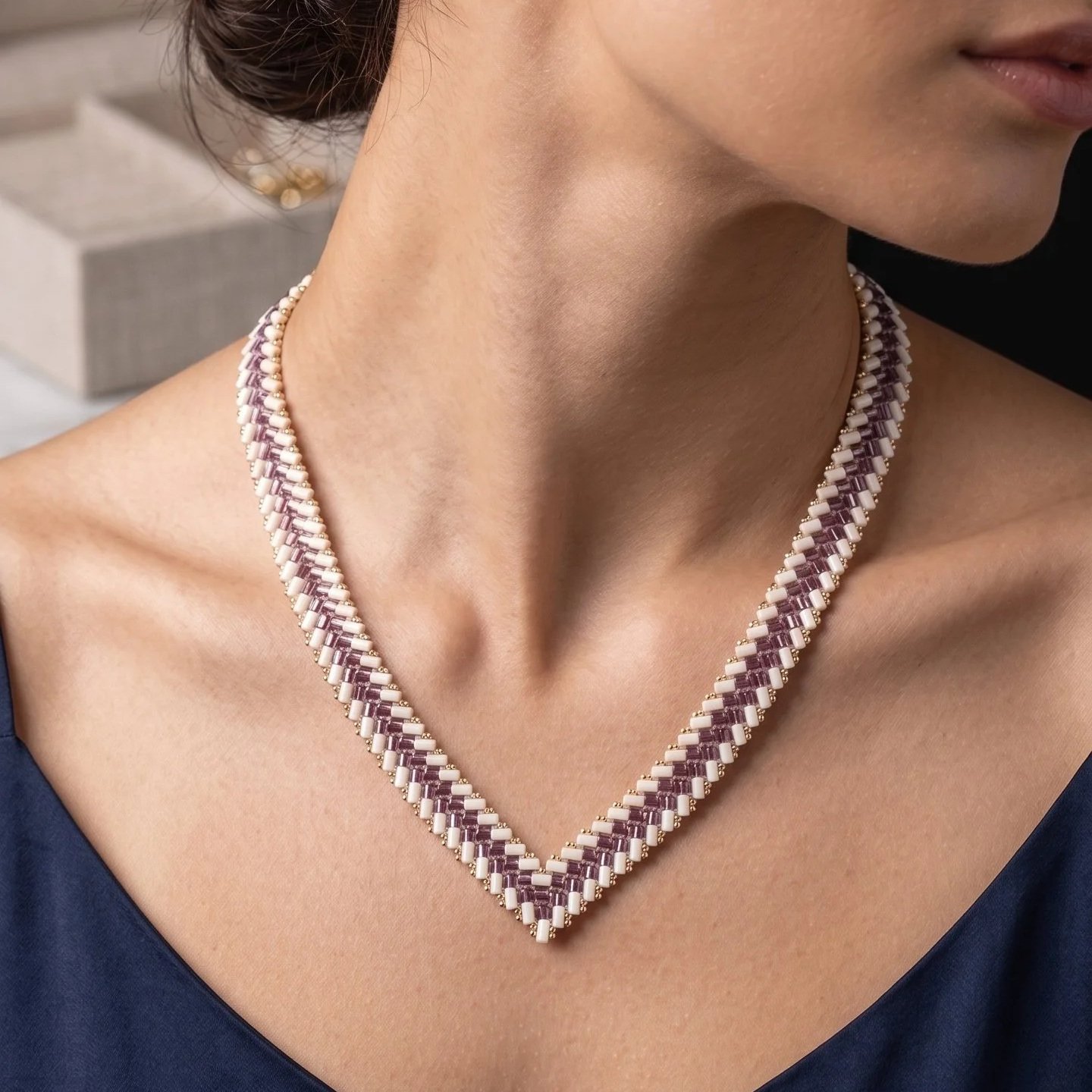 Collier Douceur Rosée – Miyuki Half Tila