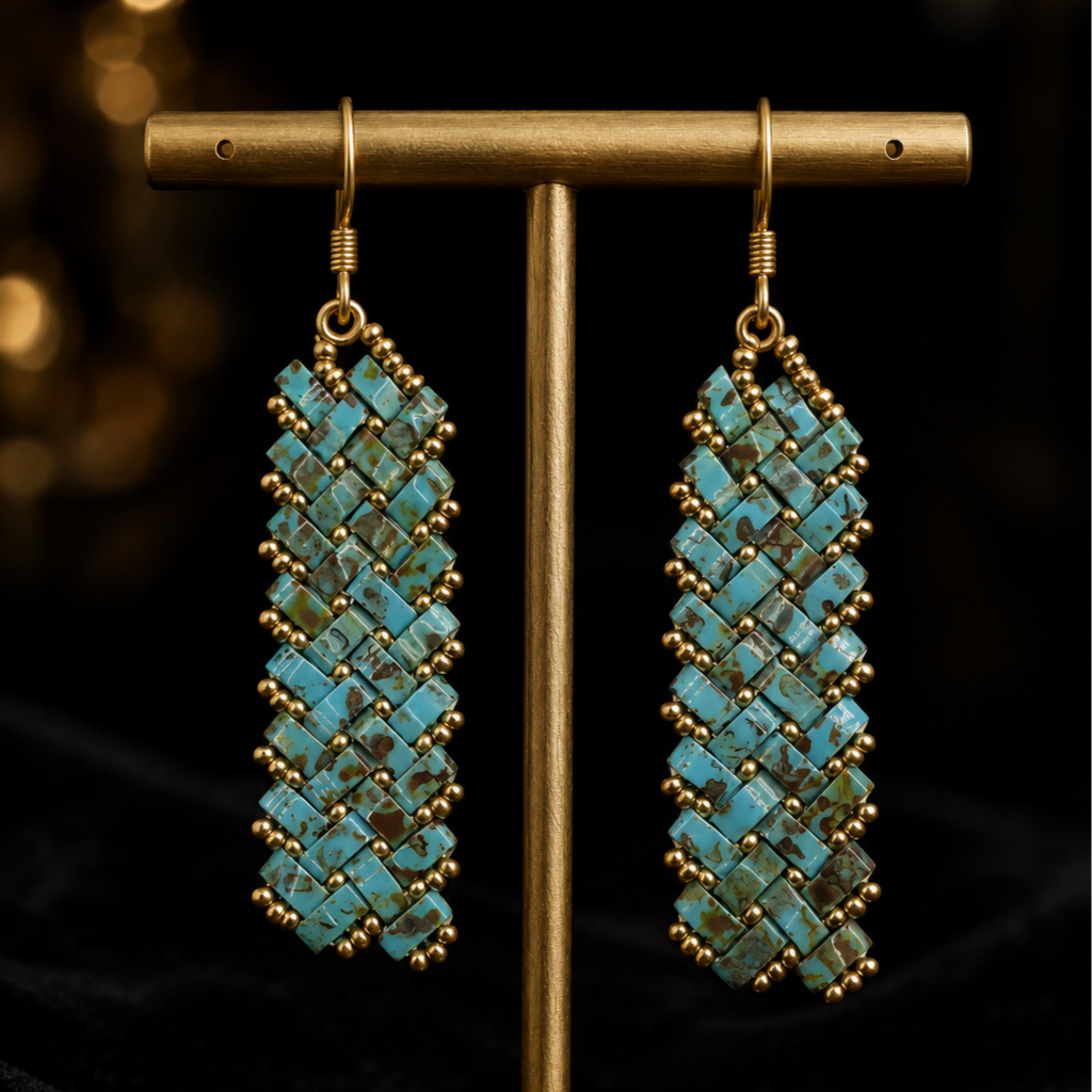 Boucles d'Oreilles Tissées "Terre Picasso"