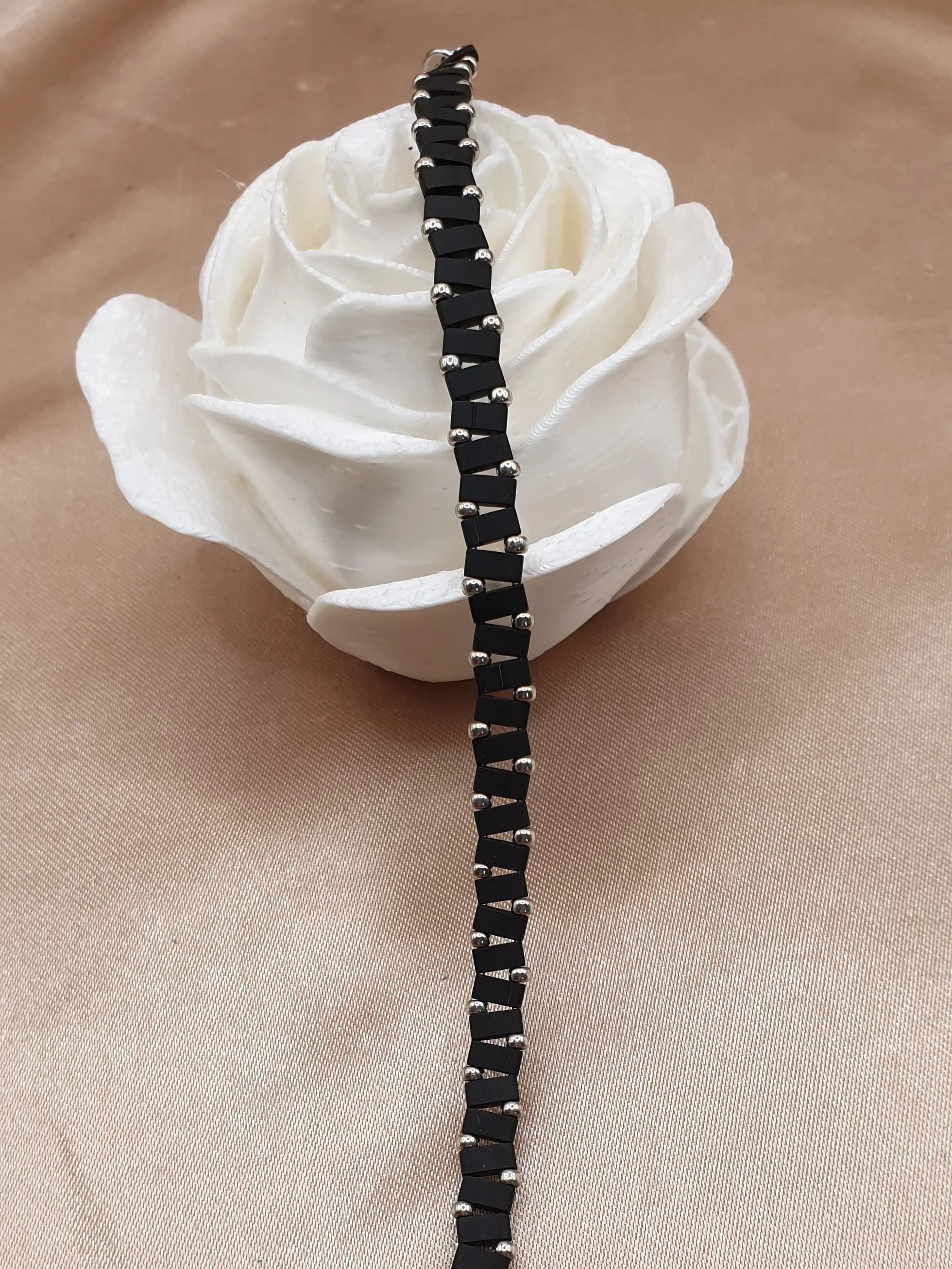 Bracelet Zigzag – Nuit Argentée