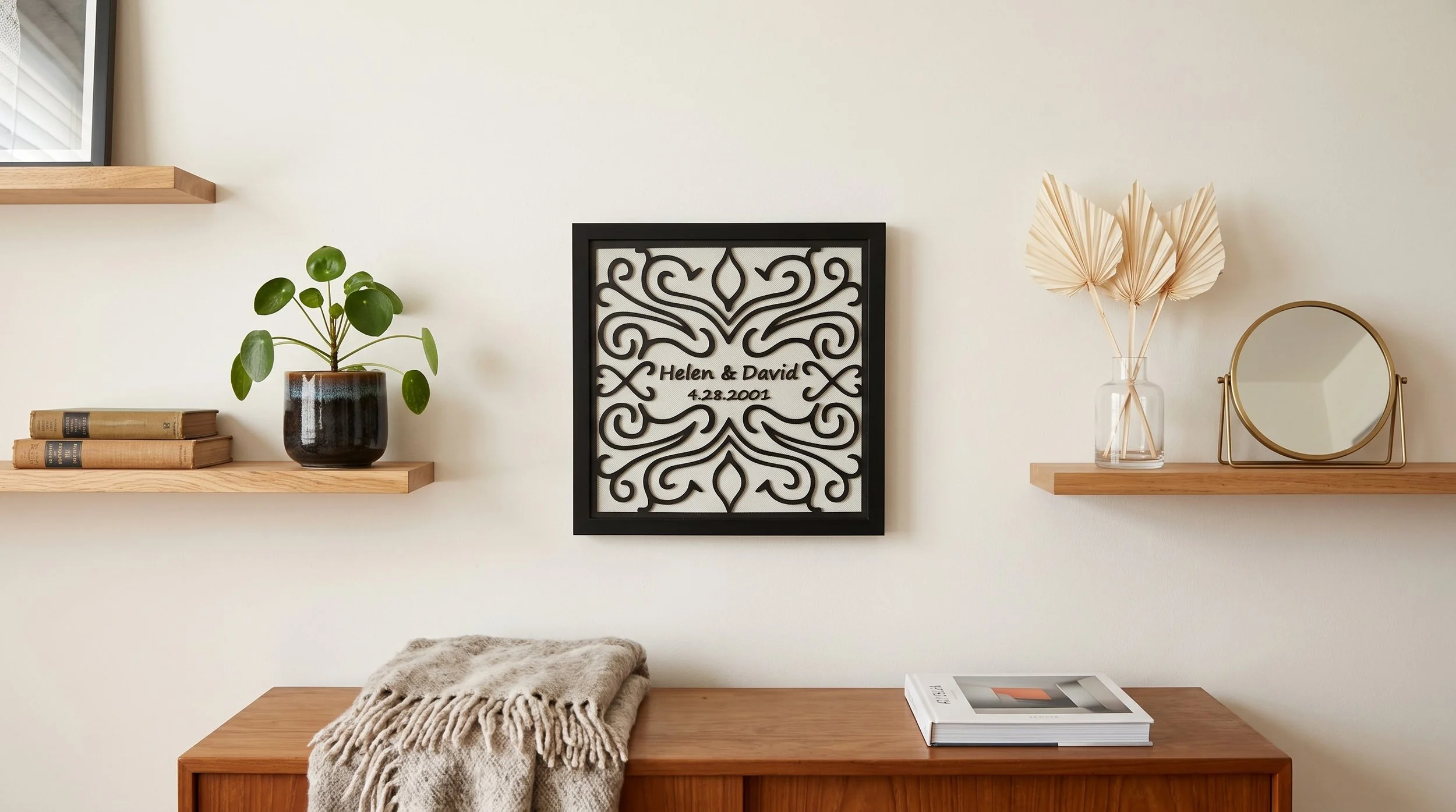 Personalized 3D Printed Wall Art, Framed Wedding Gift, Anniversary Celebration, Engagements, Couples
