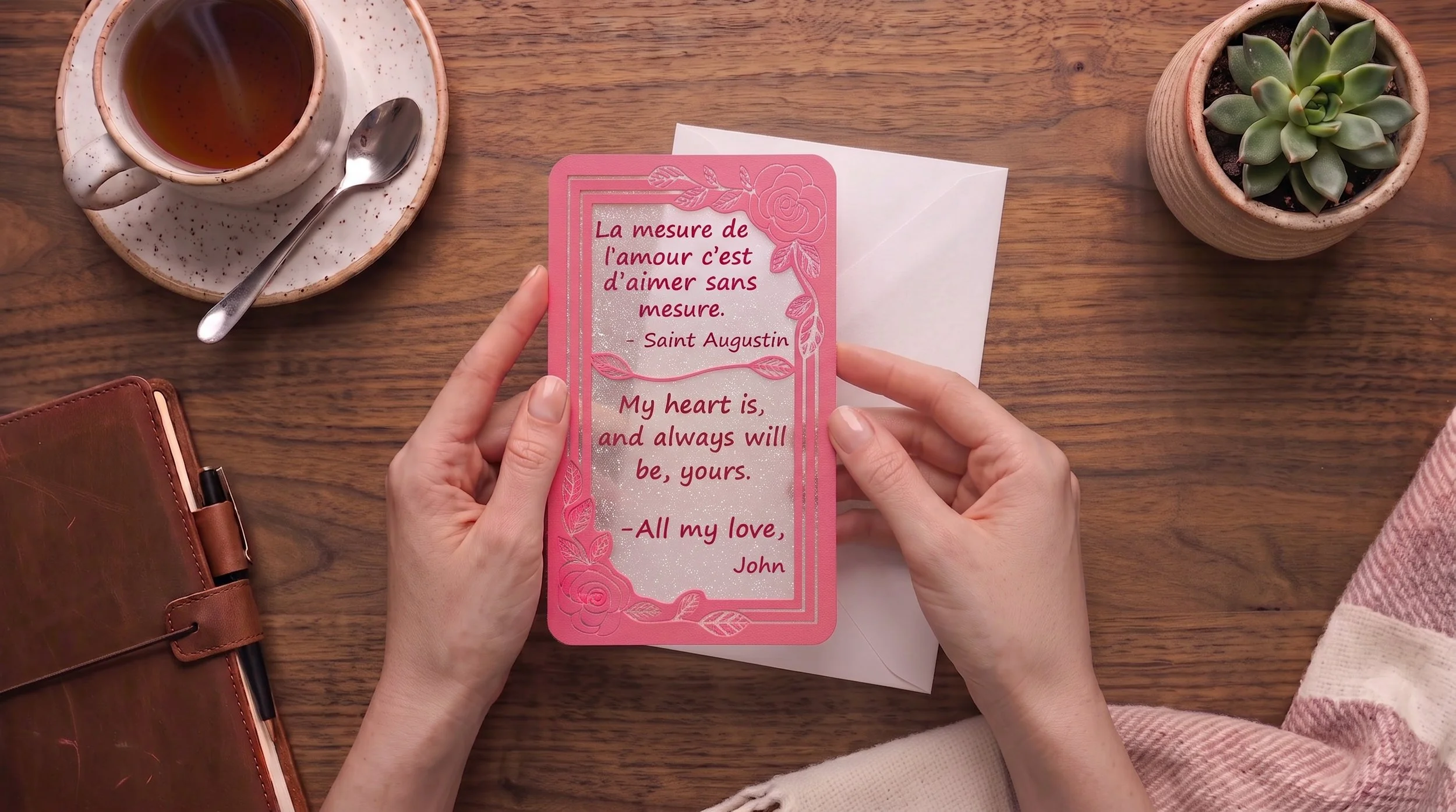 Personalized 3D Printed Organza Keepsake Card - Love Written in Filament & Fabric