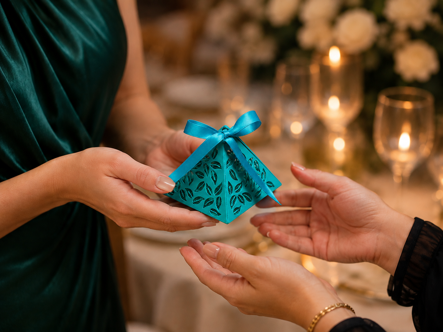 3D Printed Pyramid Favour Box with Ribbon | Gifts, Wedding, Bridal Shower, Baby Shower