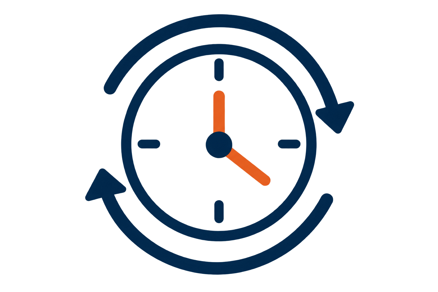 Digital clock showing 3:00 with glowing orange hour and minute hands on a dark background.