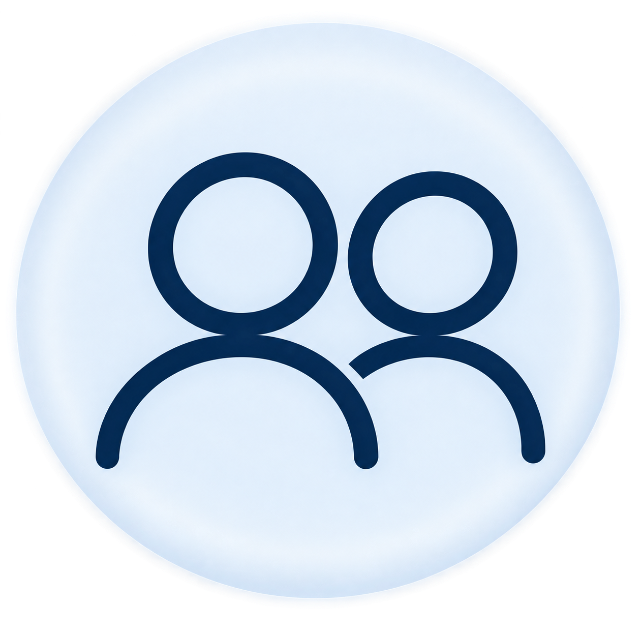 Icon showing two abstract human figures, signifying a group or community.