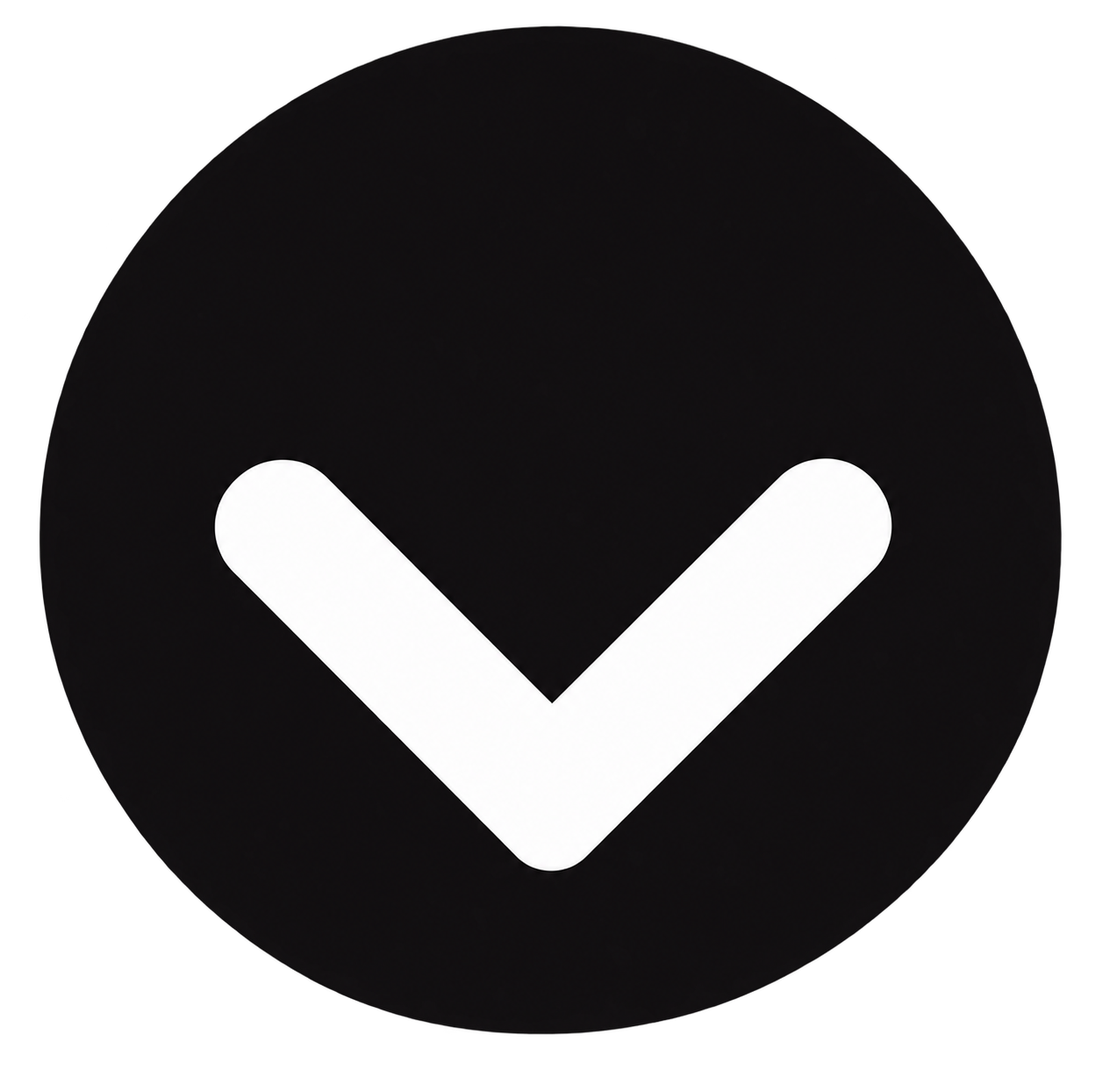 Black circular button with a white downward check mark.