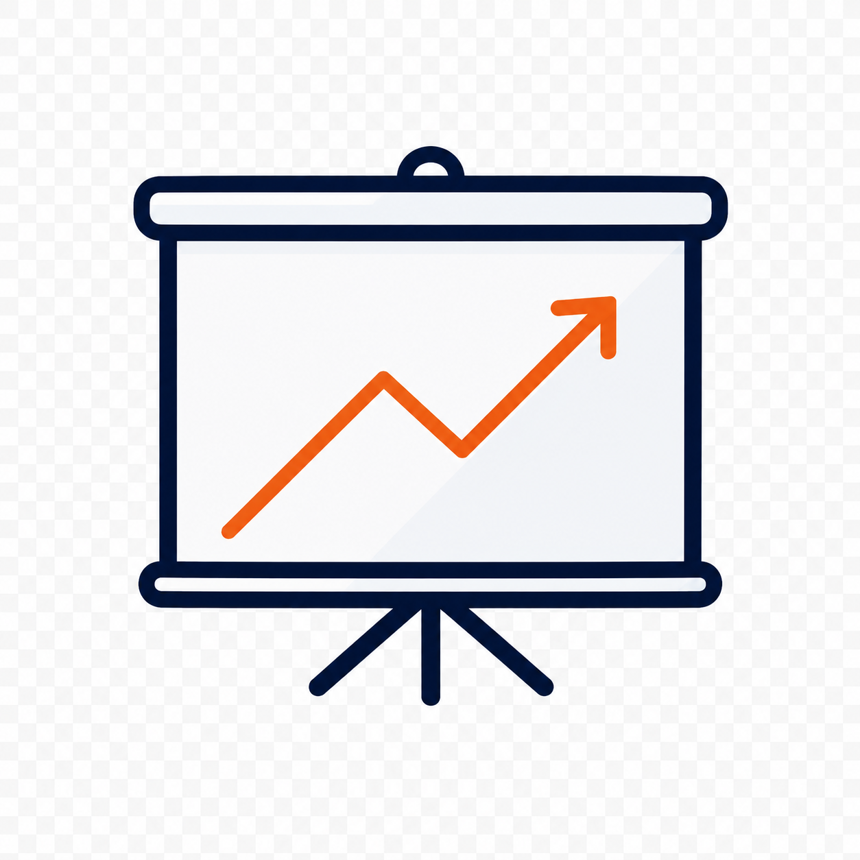 A presentation screen showing an upward-trending orange line graph.