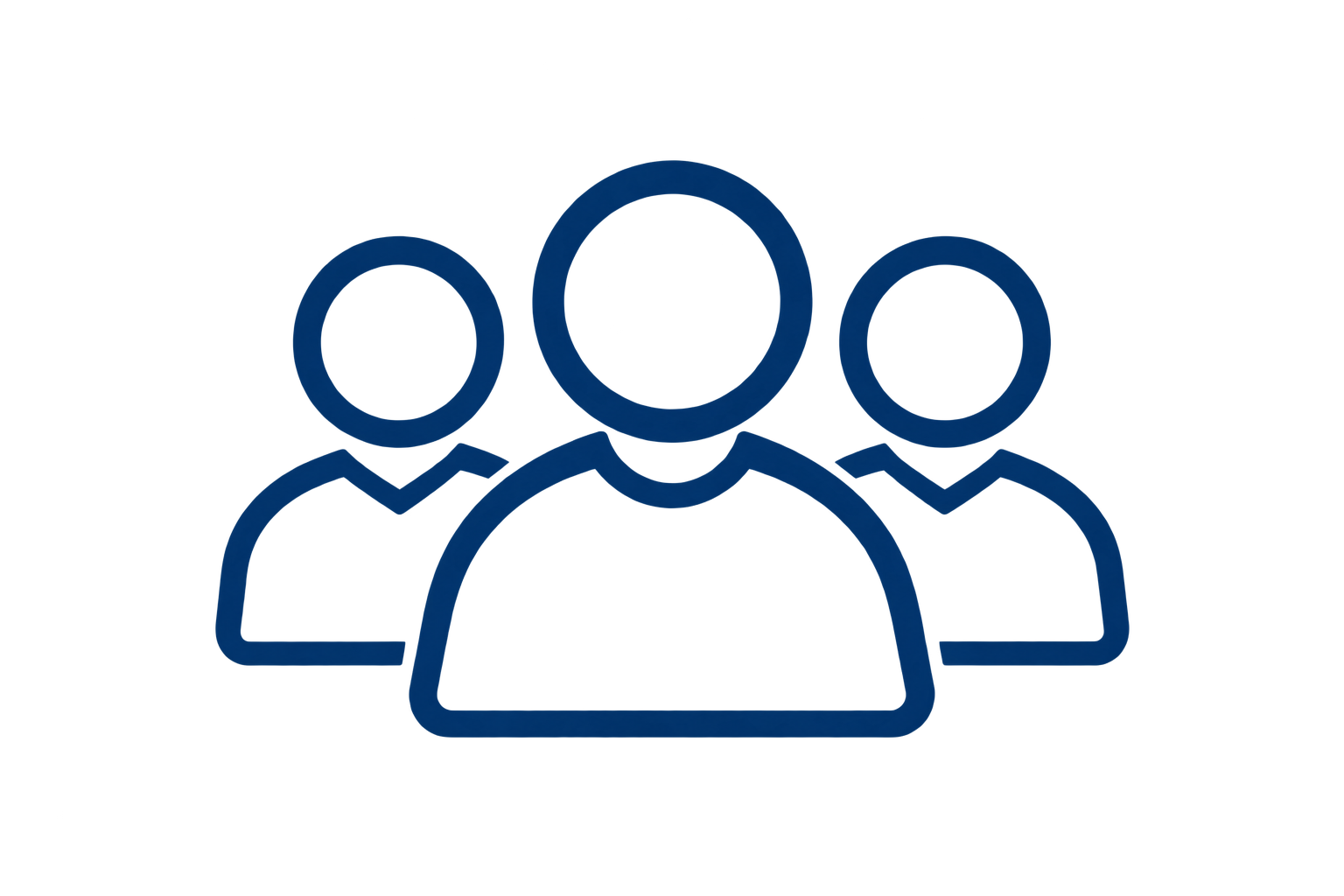 A blue icon depicting multiple human figures to represent a group or community.