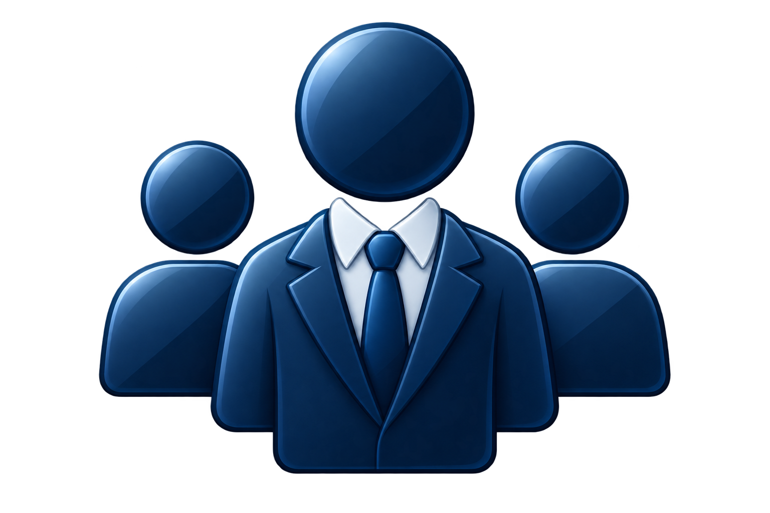 Illustration of a professional team with a focus on a suited man in front, representing leadership or business team.