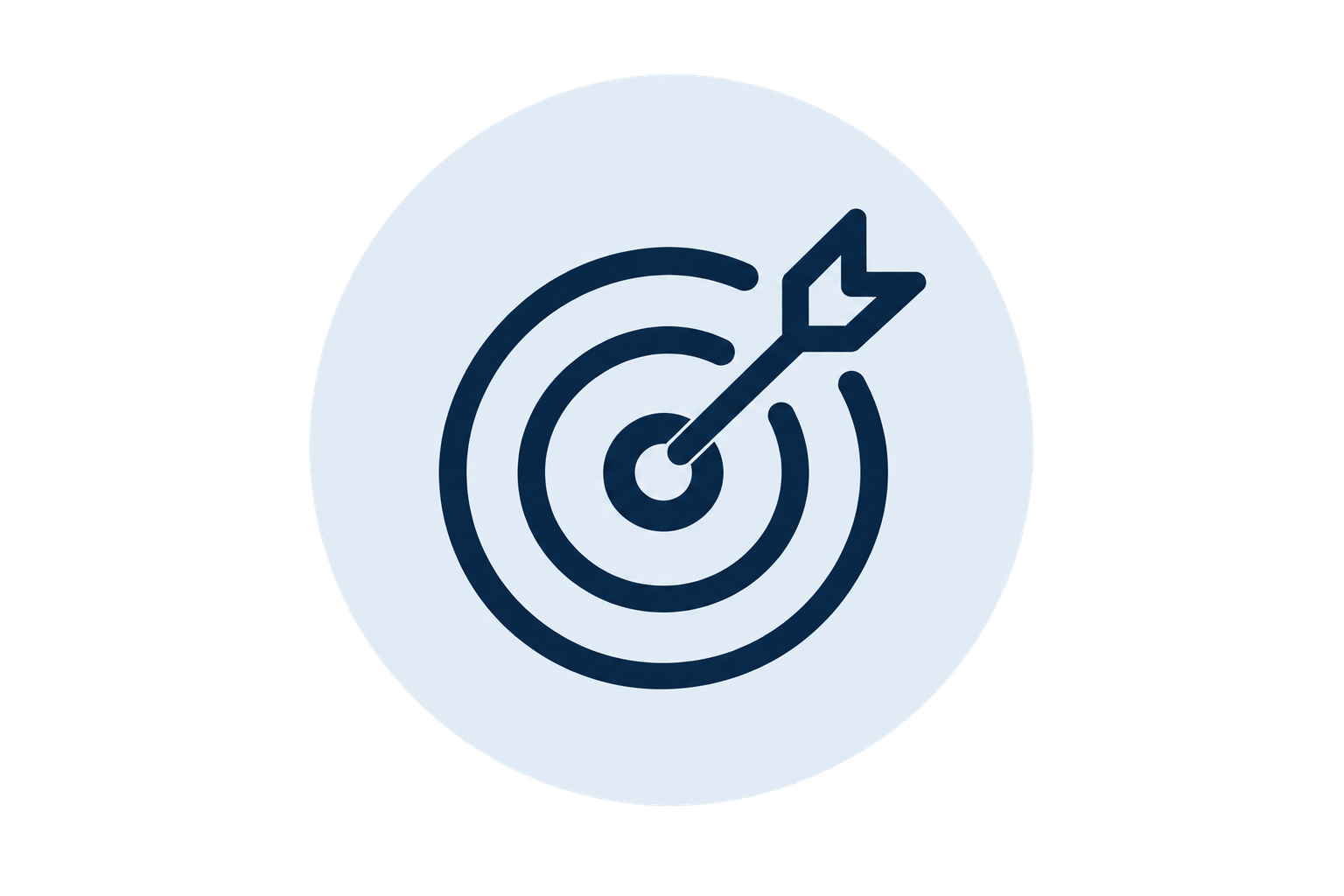 Icon of a target with an arrow hitting the bullseye.