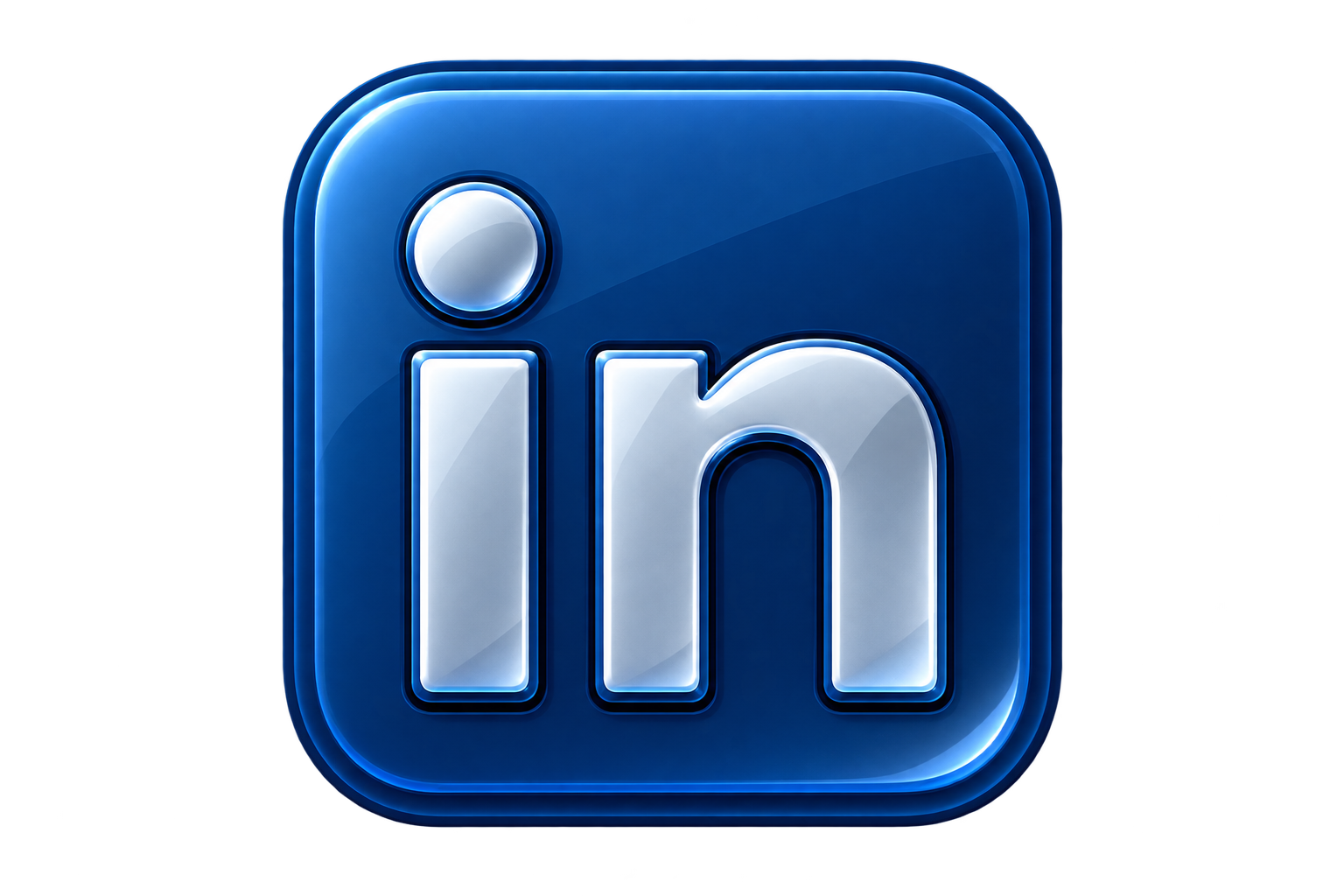 LinkedIn logo with a blue background and a pink side border.