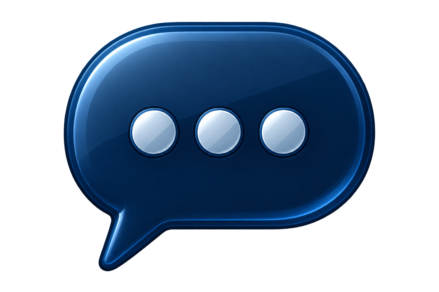 A blue speech bubble icon with three white dots inside, indicating a chat or messaging feature.