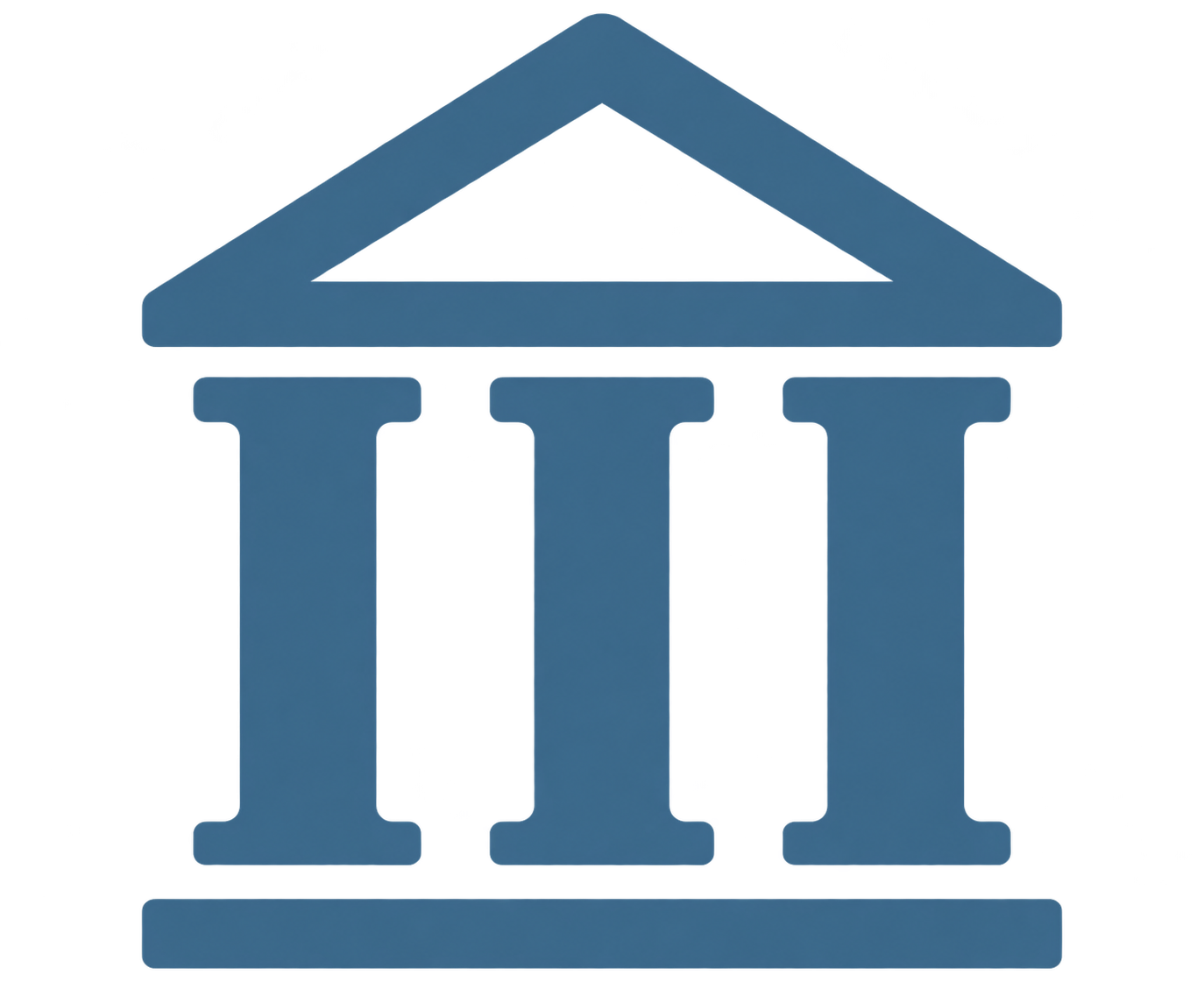 Icon of a classical building with columns and a triangular pediment, representing a government or educational institution.