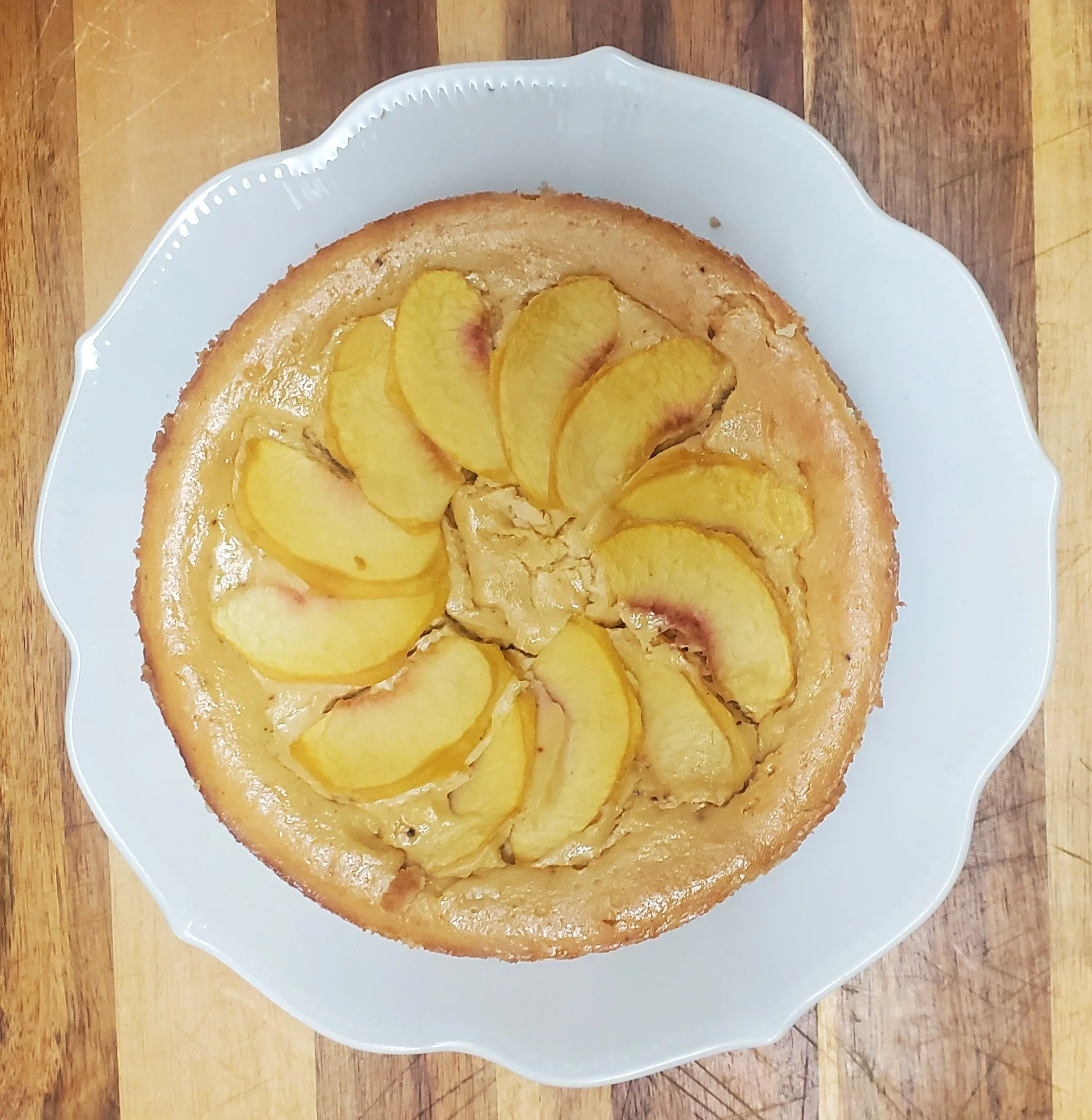 Roasted Niagara peach cheesecake