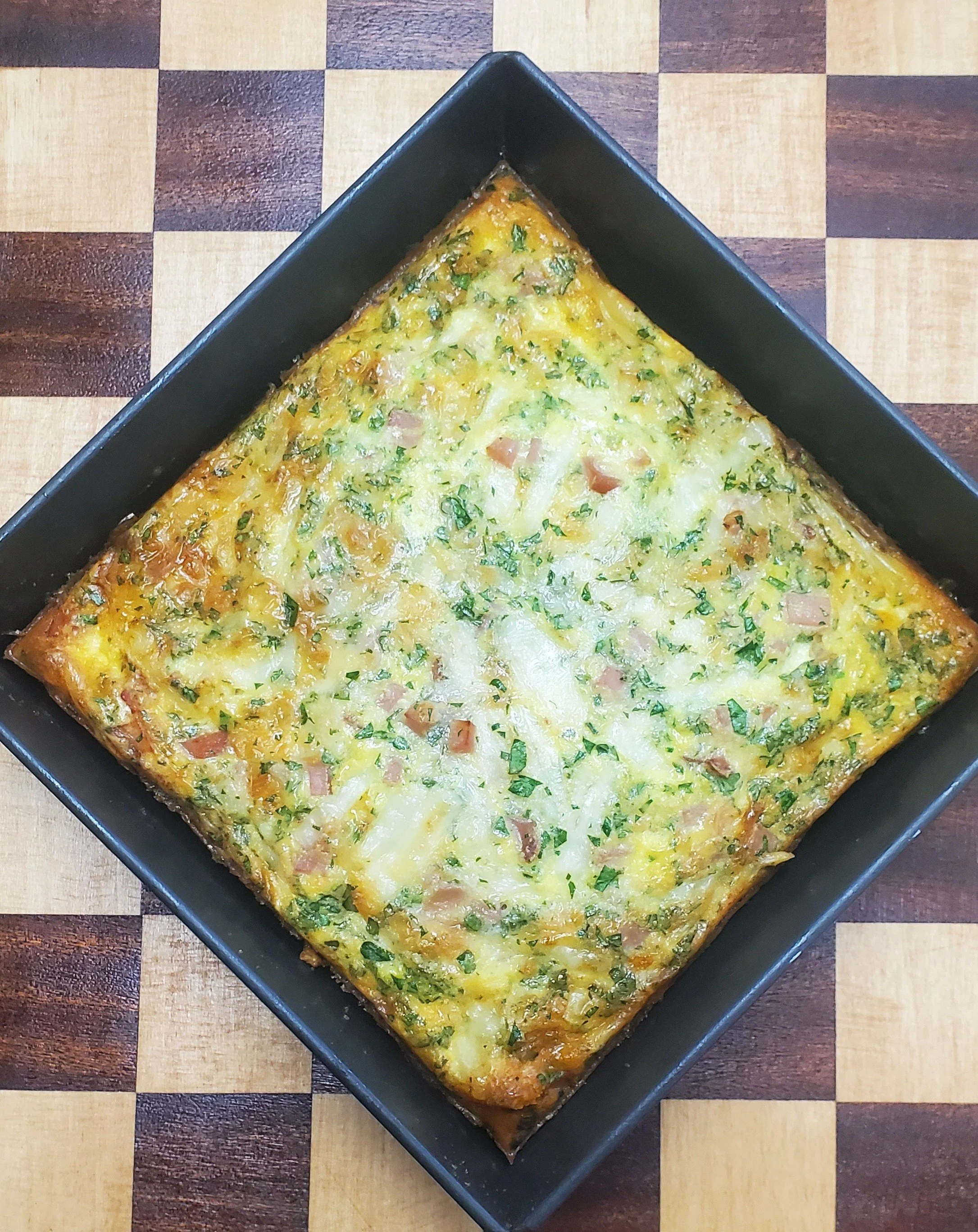 Quiche with focaccia crust