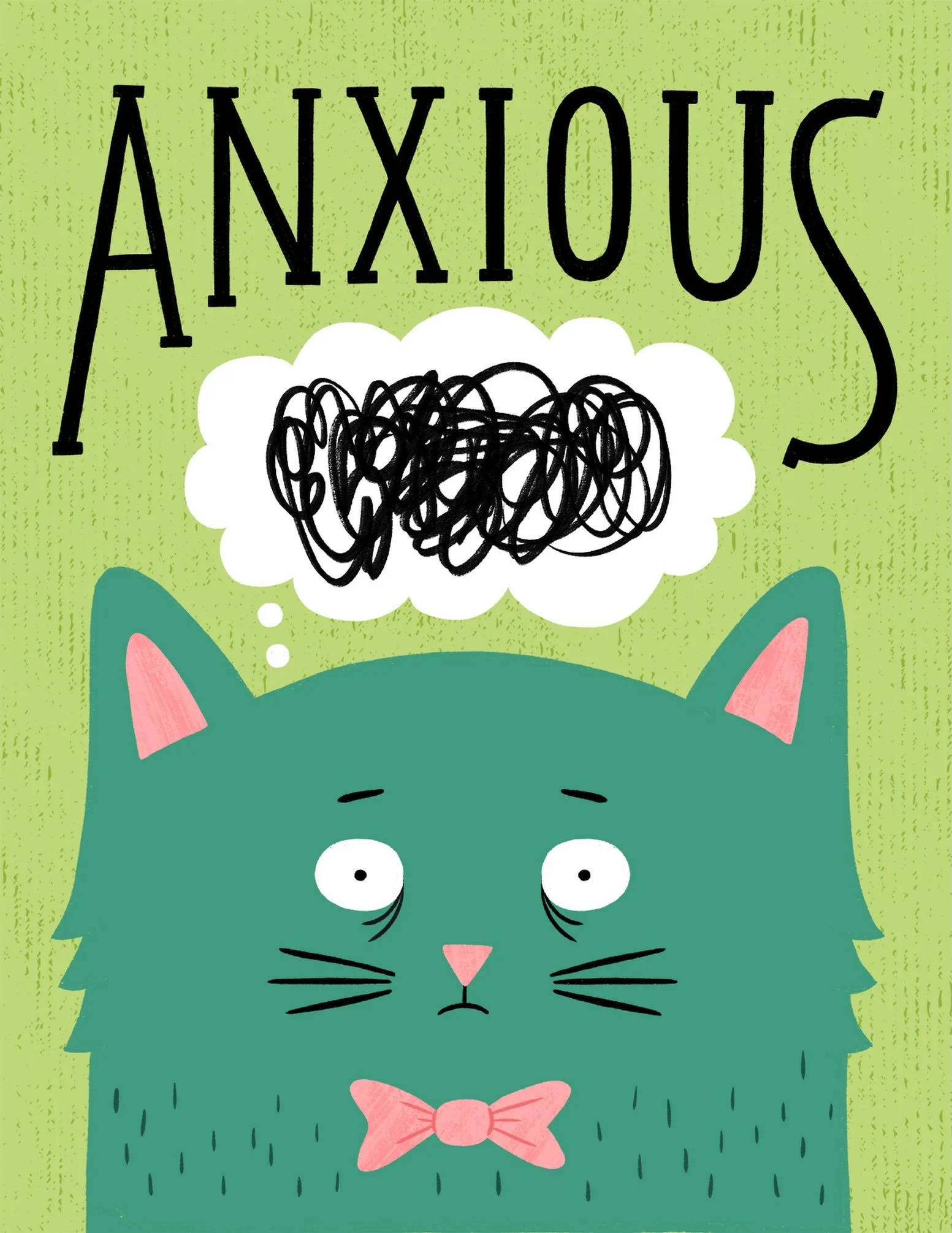 &ldquo;Anxiety&rdquo; illustration for @creativebugforlibraries @creativebug mental health awareness deck!
.
#mentalhealthawareness #anxiety #catillustration #editorial #emotionillustration