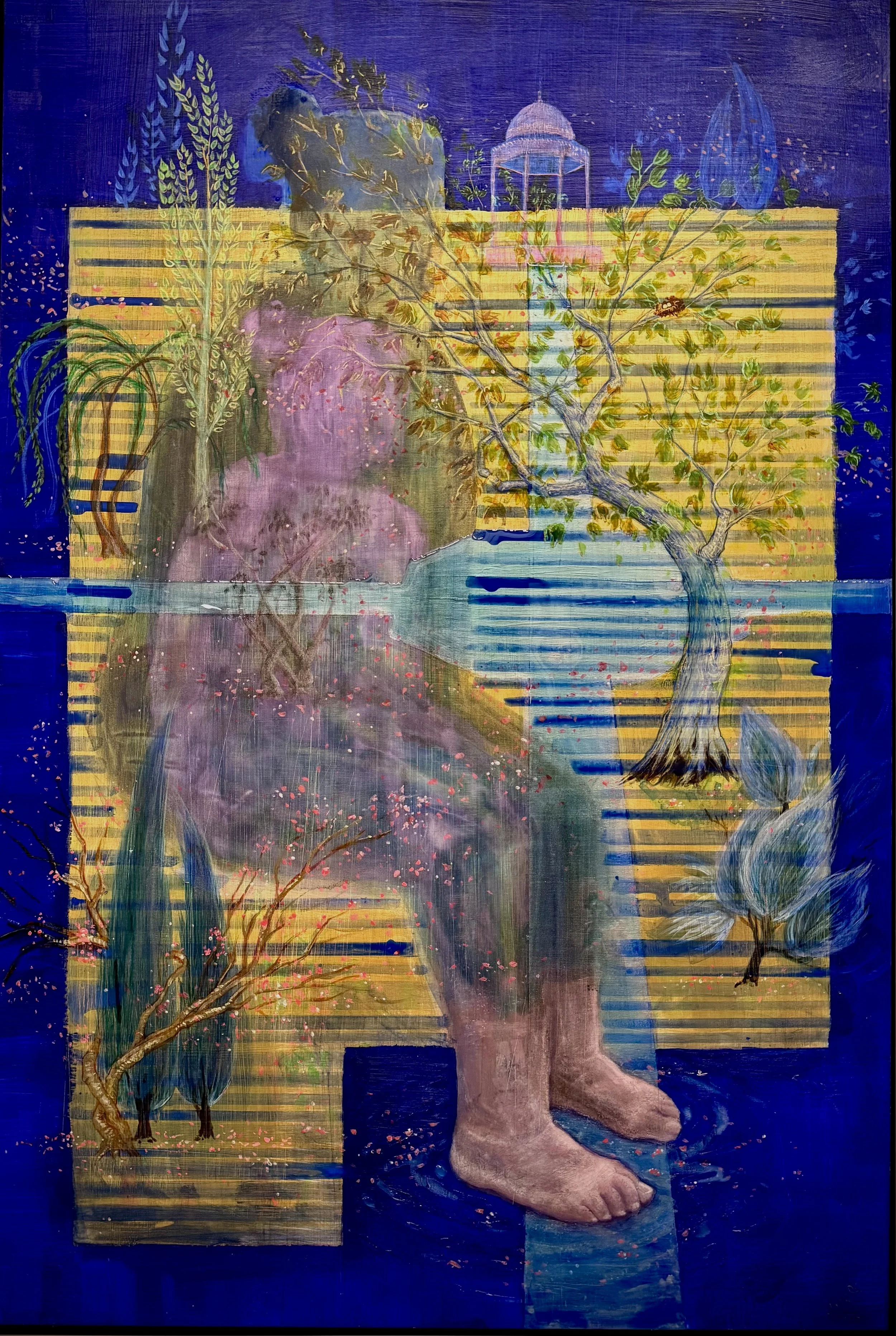 Paradise, 40x36, Mixed media on wood panel