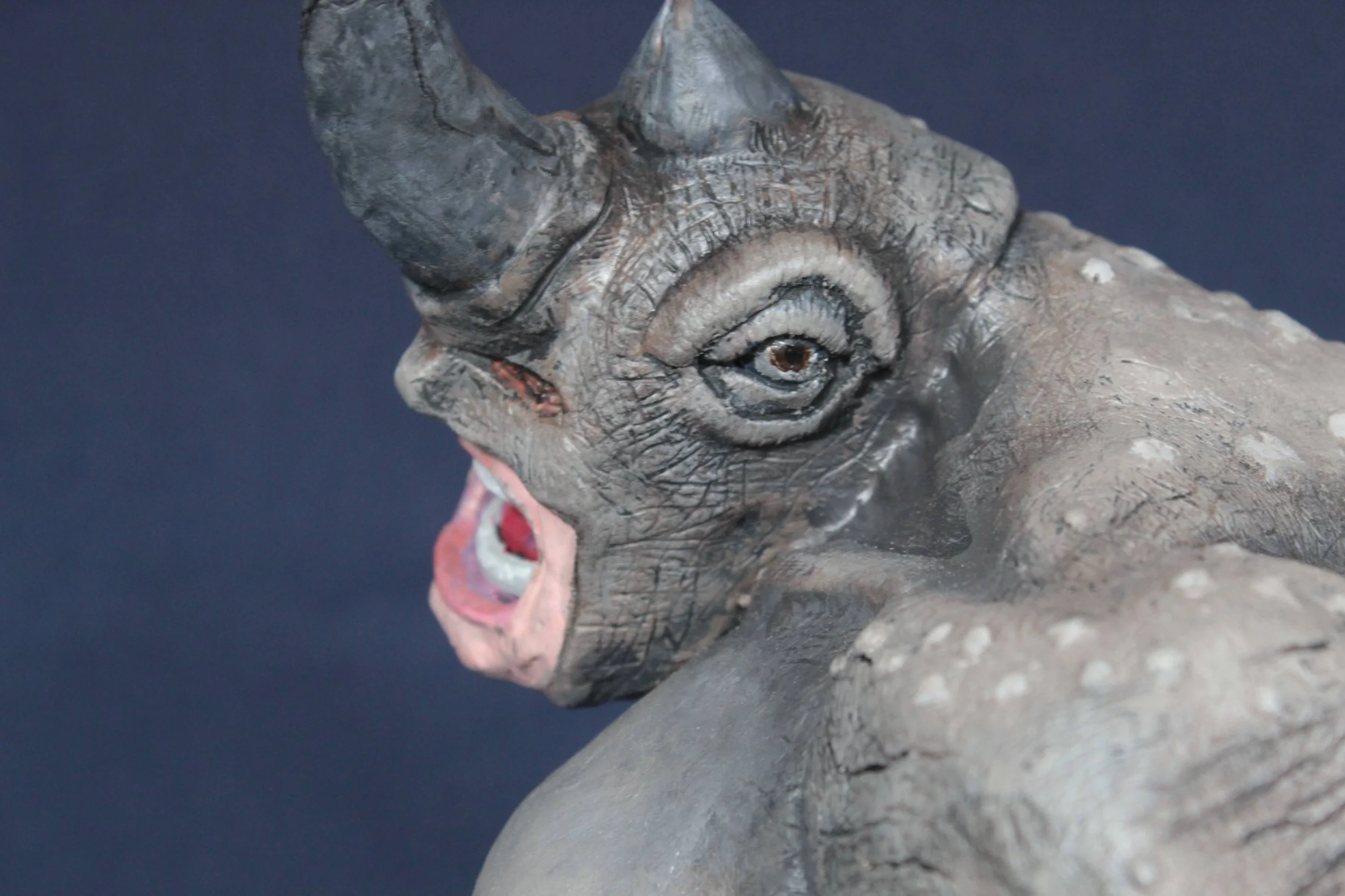 The Rhino - 15" Sculpey - Close up face