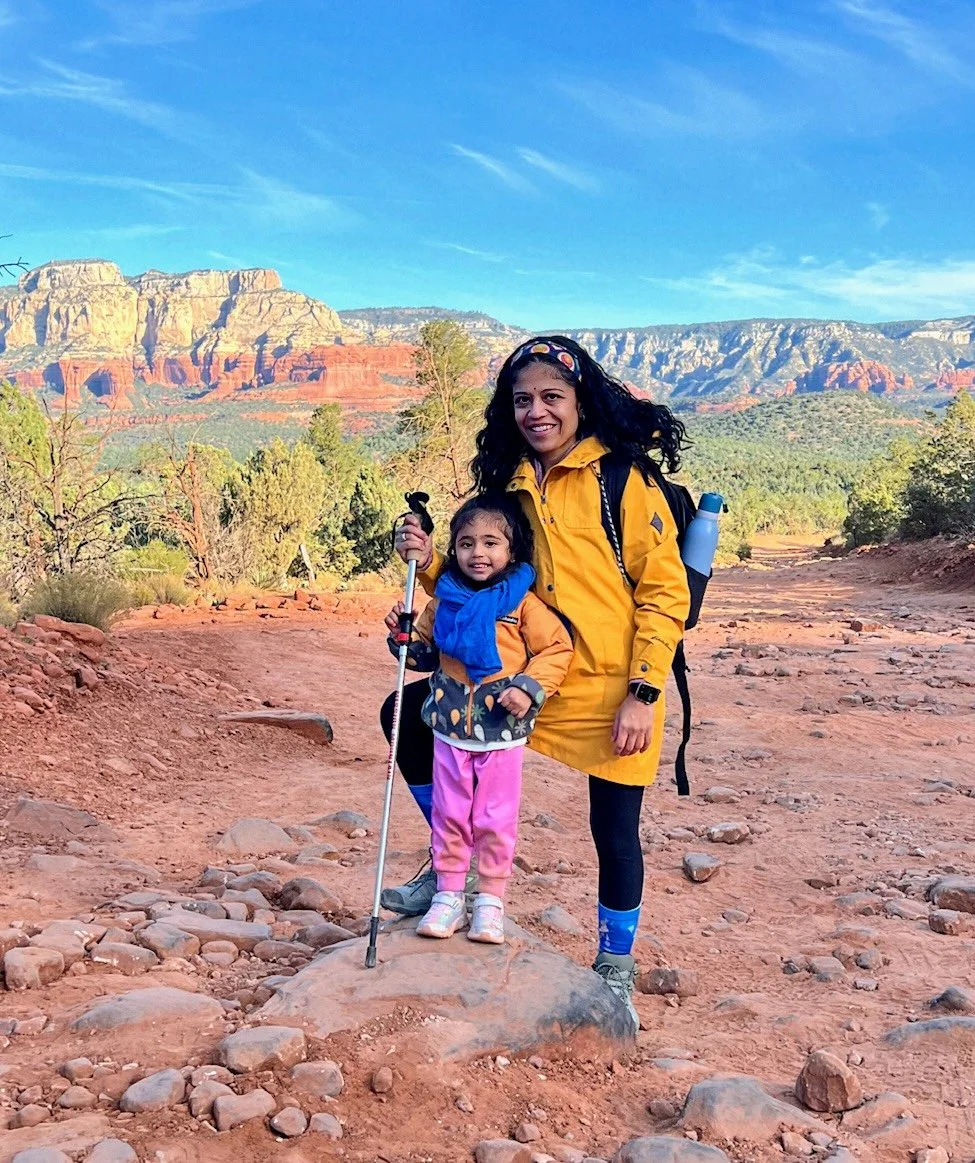Nishi and her daughter hiking in Sedona.