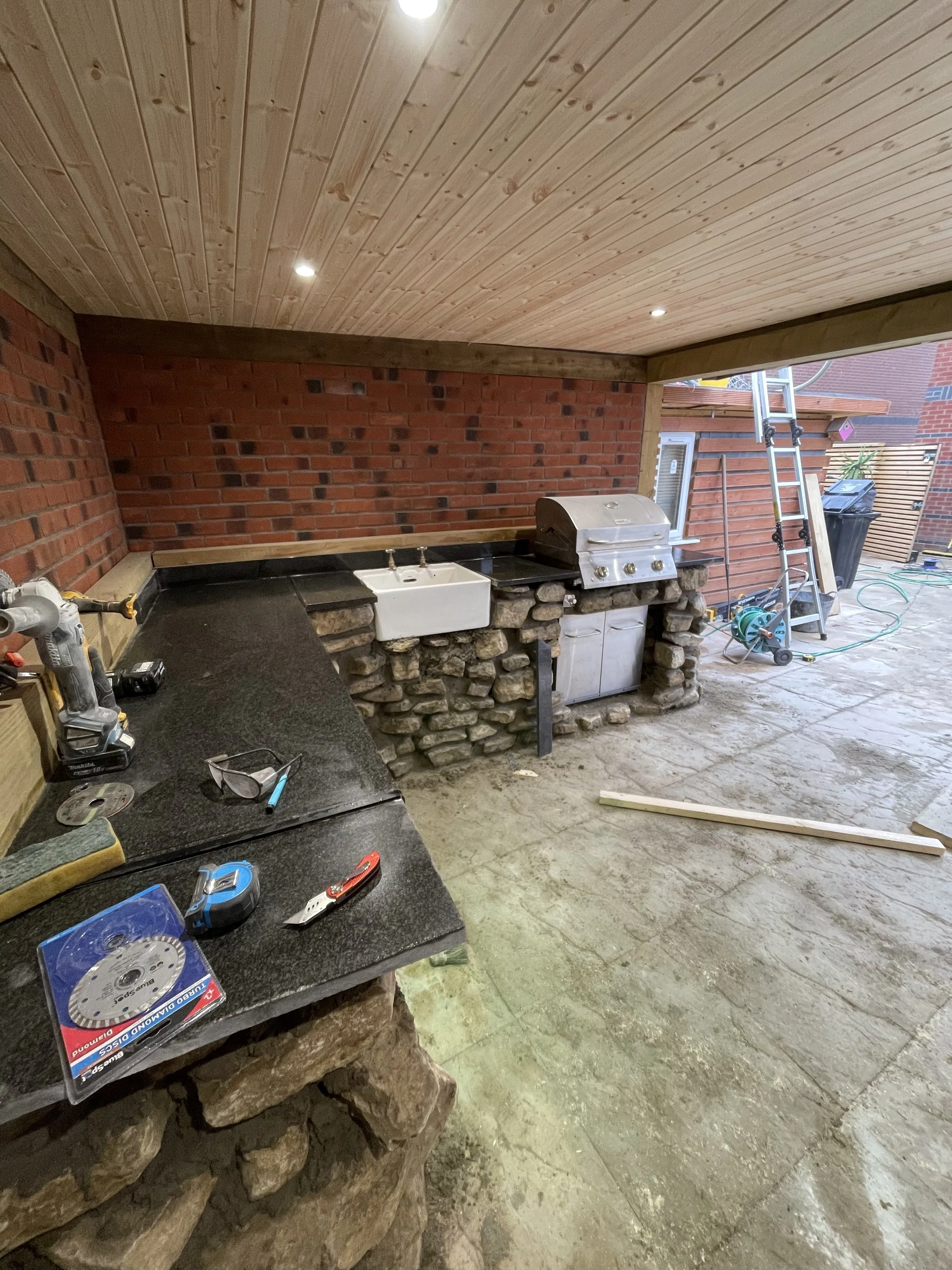Outdoor BBQ area installation by Brittons Landscaping in Bridgwater, Taunton & Weston-Super-Mare.