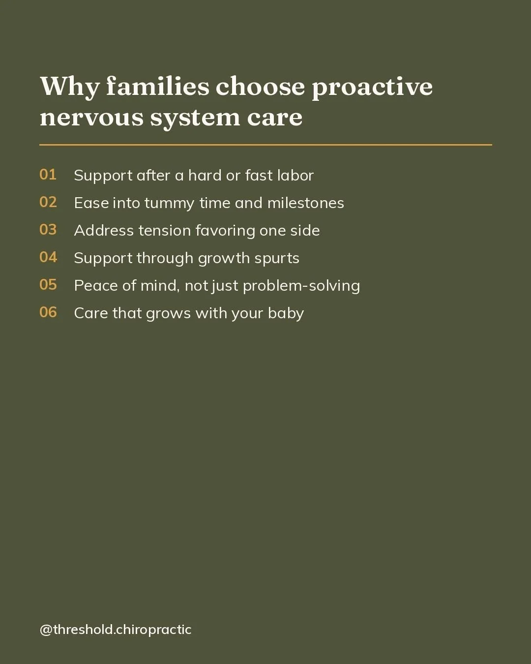 This is the version of care most people don&rsquo;t think to ask for until they&rsquo;ve already tried it.

It&rsquo;s not about fixing something broken. It&rsquo;s about supporting a baby&rsquo;s body and brain through a year of more growth than the