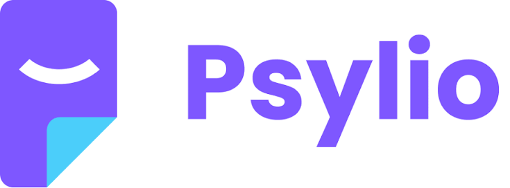 Logo with a stylized purple book with a smiling face and the word 'Psylii' in bold purple letters.