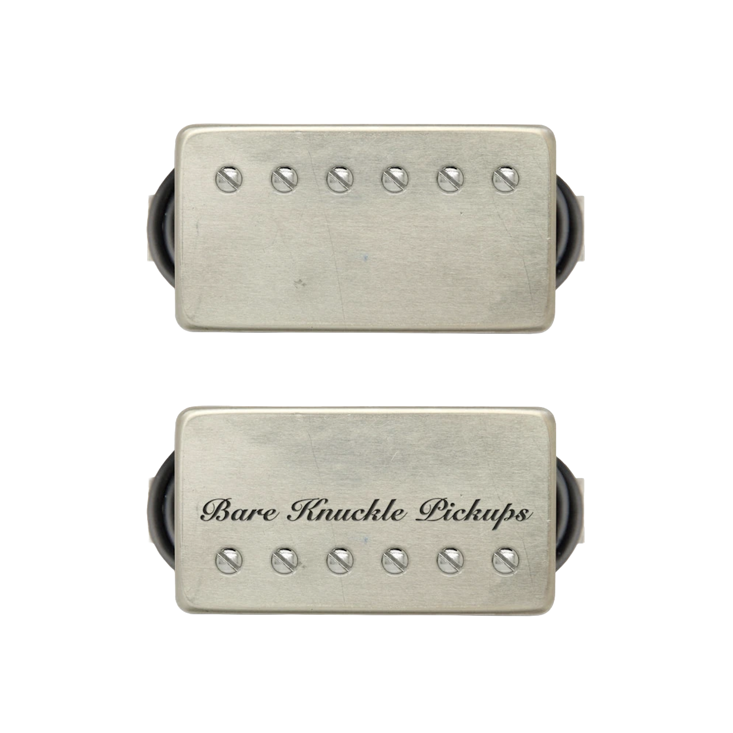 Bare Knuckle PG BLUES Humbuckers SET - Bridge 53mm - Covered Raw Nickel - Nickel Screws - BKP ETCH on Bridge - 6 Strings