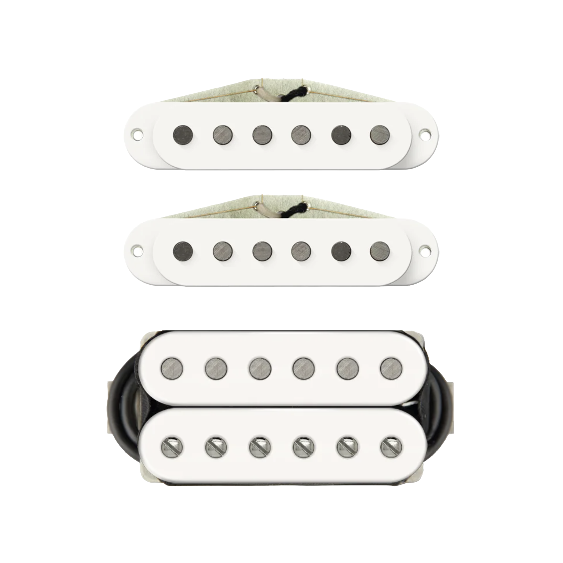 Bare Knuckle STORMY MONDAY + APACHE - SET - SM 53mm - White - RWRP - Flat Pole Pieces - 6 Strings