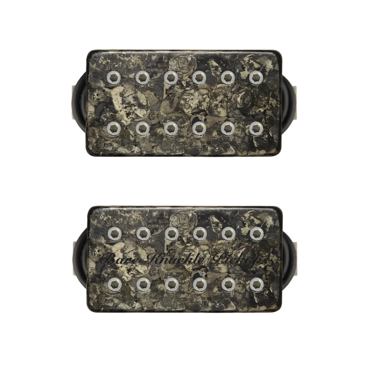Bare Knuckle PAINKILLER Humbuckers SET - Bridge 53mm - CAMO - Nickel Bolts - BKP ETCH on Bridge - 6 Strings
