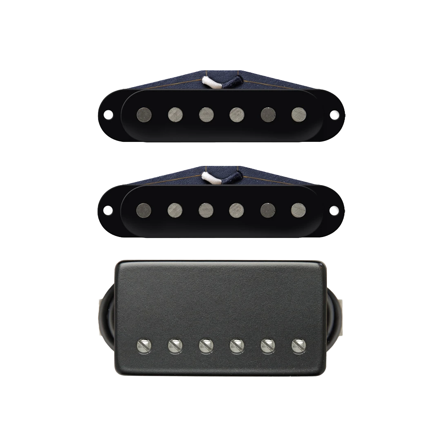 Bare Knuckle APACHE + STORMY MONDAY - SET - SM 53mm Spacing - Black & Covered Black - RWRP - Flat Pole Pieces - 6 Strings